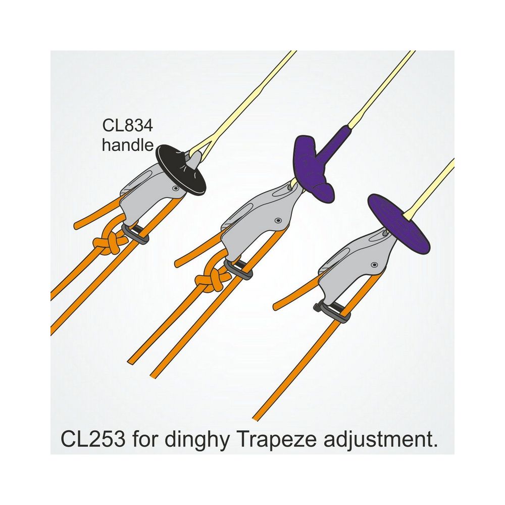 Купить Стопор щелевой для трапеций Clamcleat CL253 для троса Ø4-8мм с нейлоновым звеном 90x18x35мм из алюминия 7ft.ru в интернет магазине Семь Футов