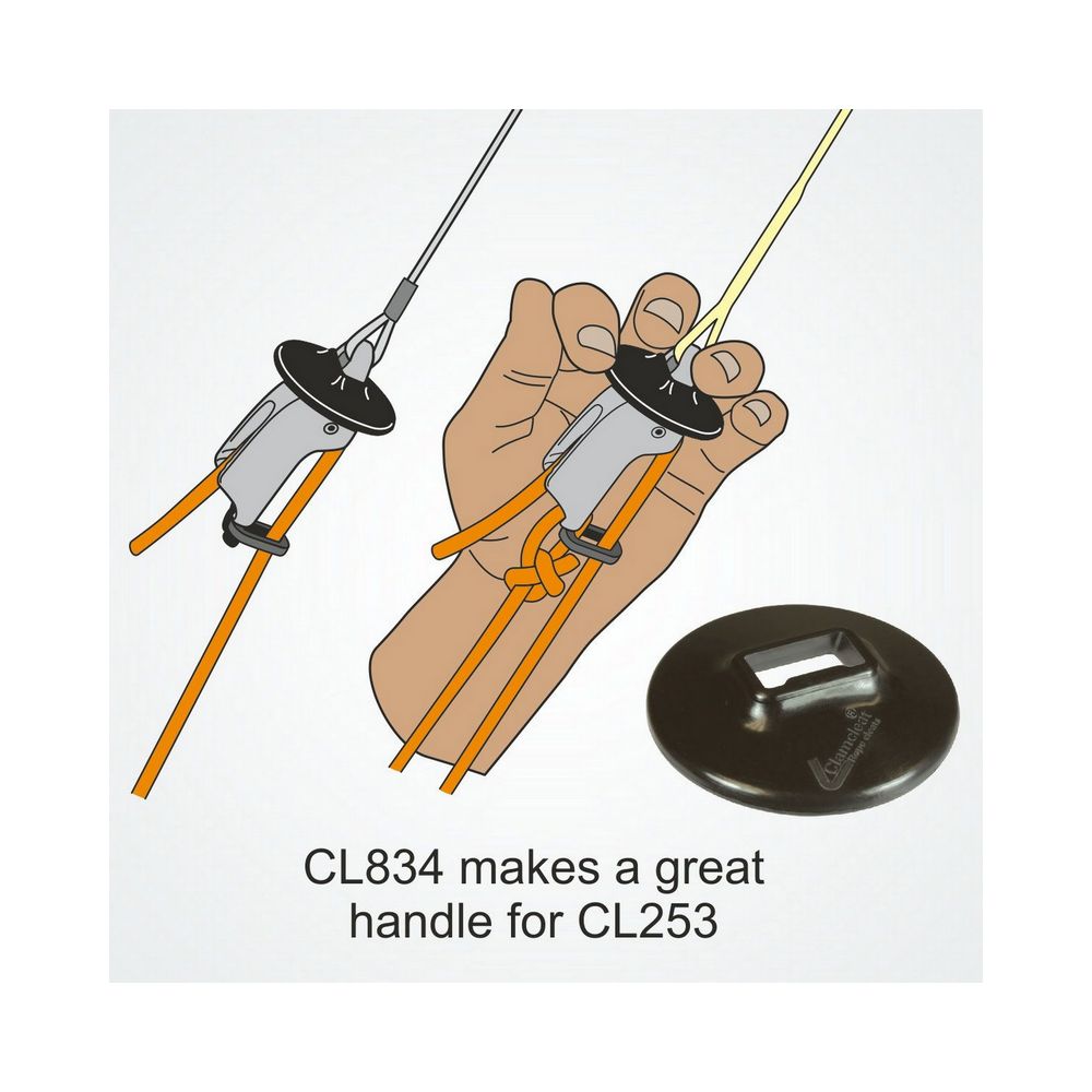 Купить Стопор щелевой для трапеций Clamcleat CL253 для троса Ø4-8мм с нейлоновым звеном 90x18x35мм из алюминия 7ft.ru в интернет магазине Семь Футов