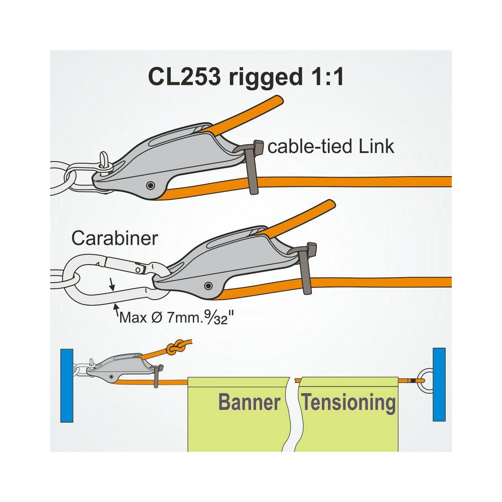 Купить Стопор щелевой для трапеций Clamcleat CL253 для троса Ø4-8мм с нейлоновым звеном 90x18x35мм из алюминия 7ft.ru в интернет магазине Семь Футов