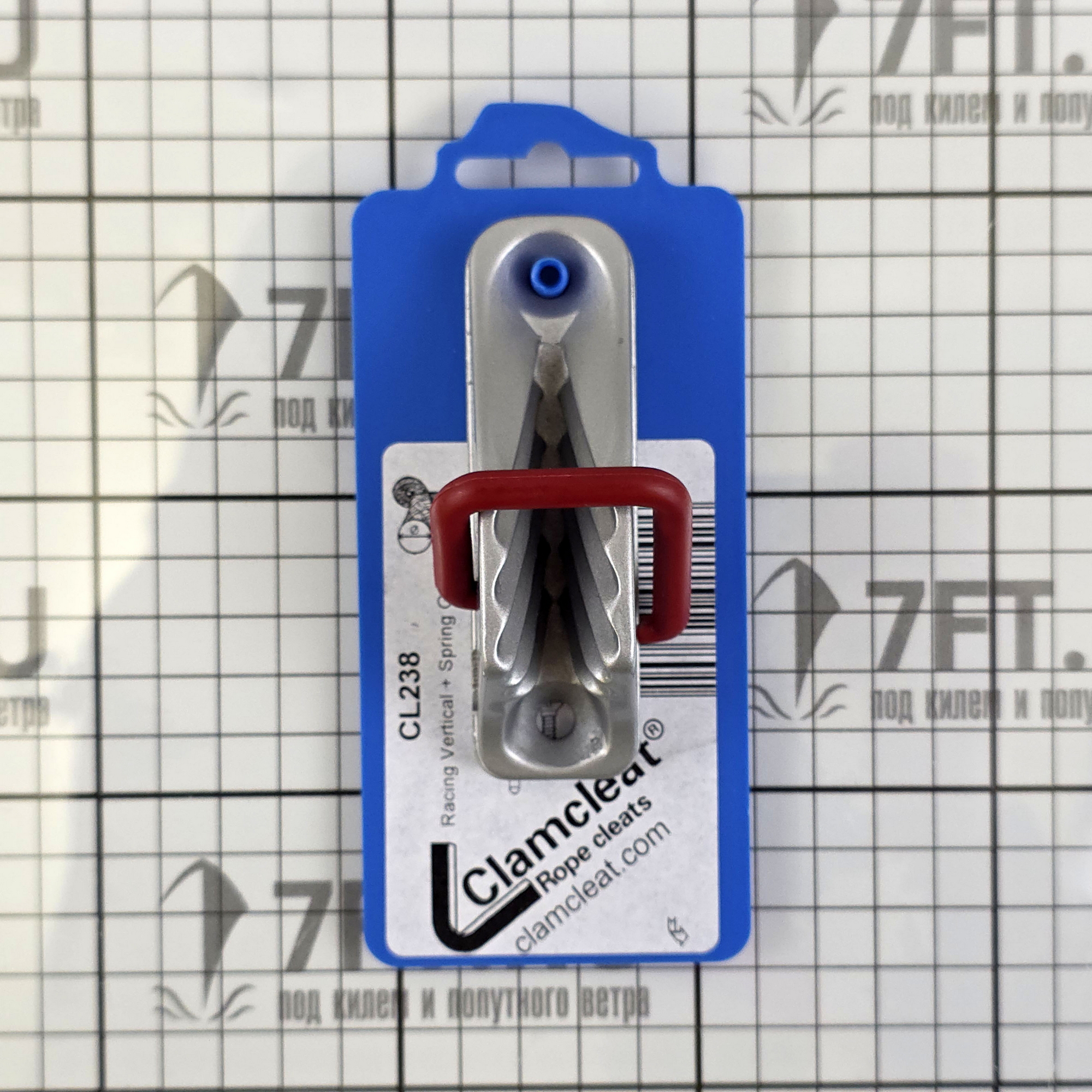 Купить Стопор щелевой для трапеций Clamcleat CL253 для троса Ø4-8мм с нейлоновым звеном 90x18x35мм из алюминия 7ft.ru в интернет магазине Семь Футов