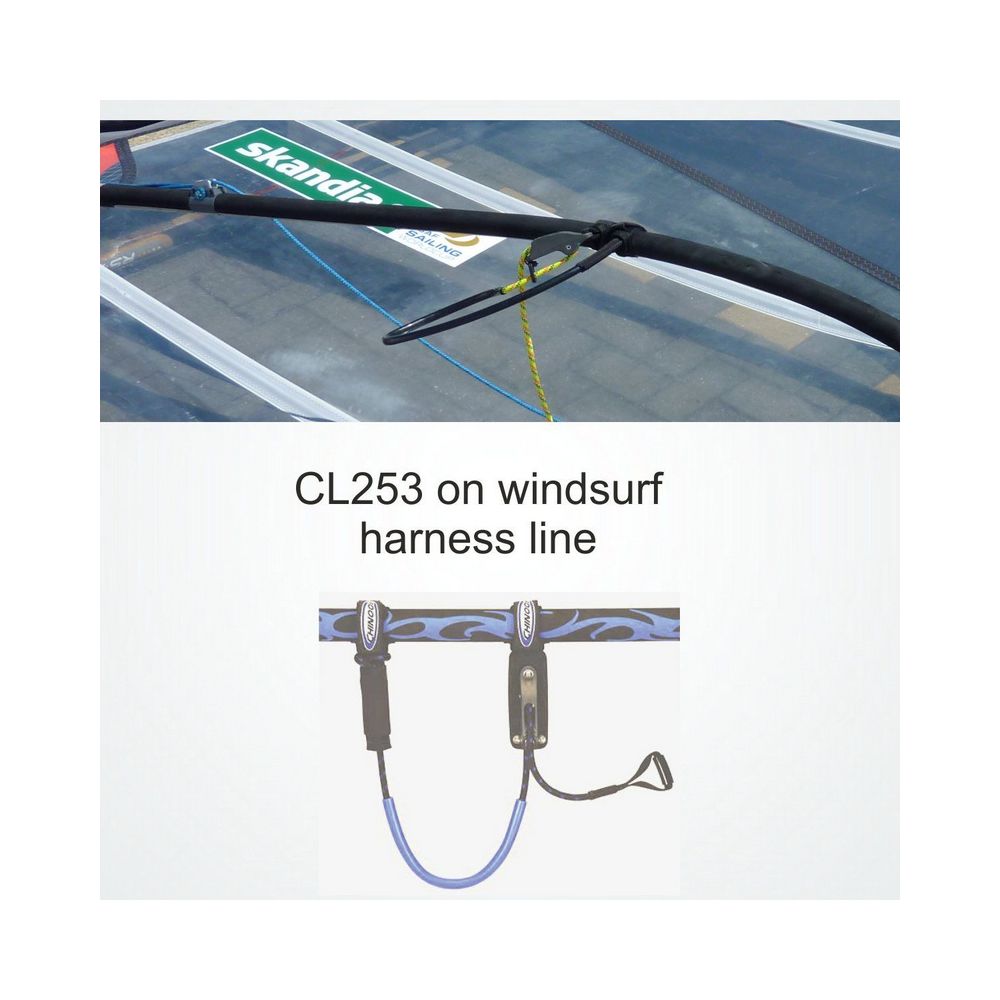 Купить Стопор щелевой для трапеций Clamcleat CL253 для троса Ø4-8мм с нейлоновым звеном 90x18x35мм из алюминия 7ft.ru в интернет магазине Семь Футов