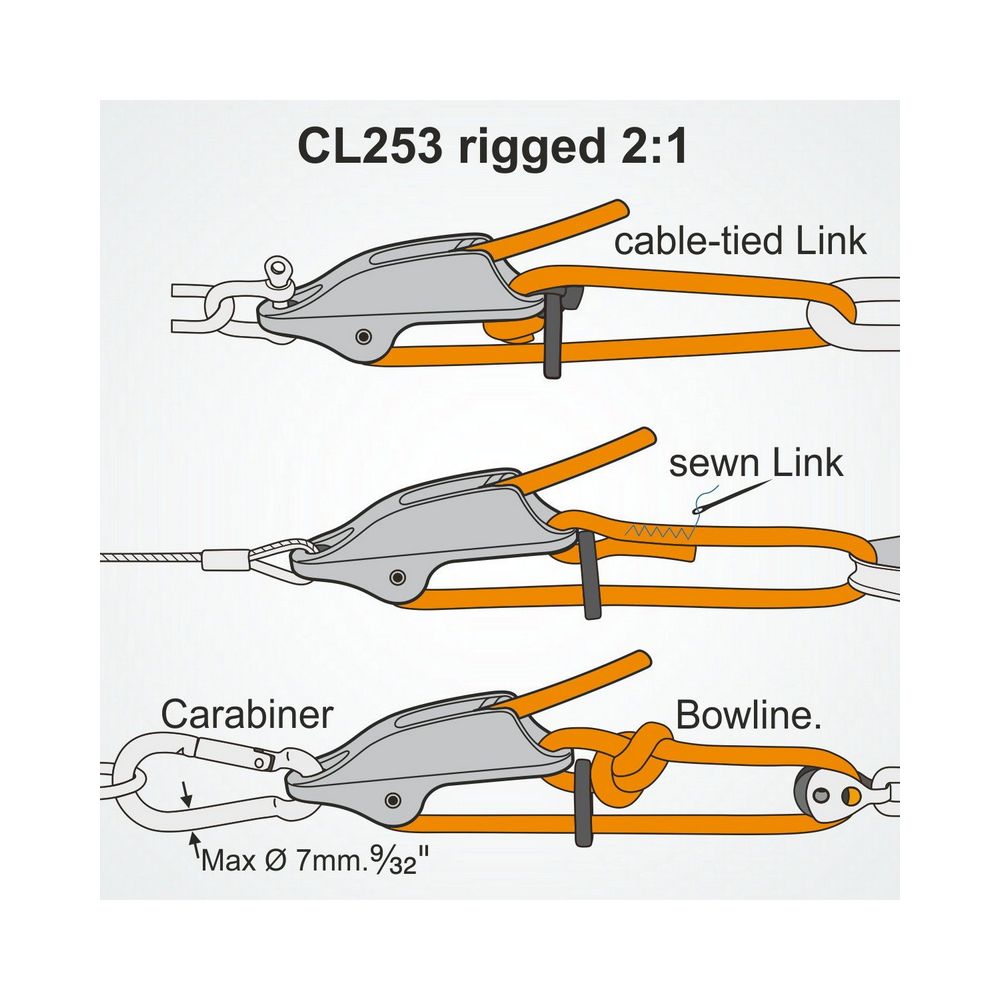 Купить Стопор щелевой для трапеций Clamcleat CL253 для троса Ø4-8мм с нейлоновым звеном 90x18x35мм из алюминия 7ft.ru в интернет магазине Семь Футов