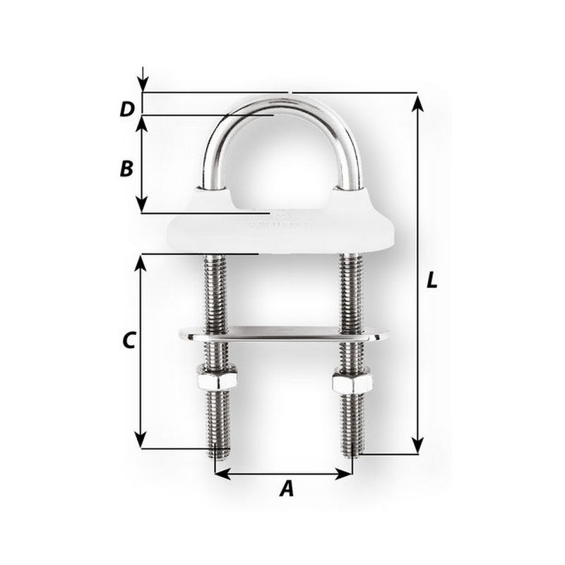 Купить Обушок U-образный Wichard 65342 8x80мм 2400-4800кг из нержавеющей стали с водонепроницаемой прокладкой 7ft.ru в интернет магазине Семь Футов