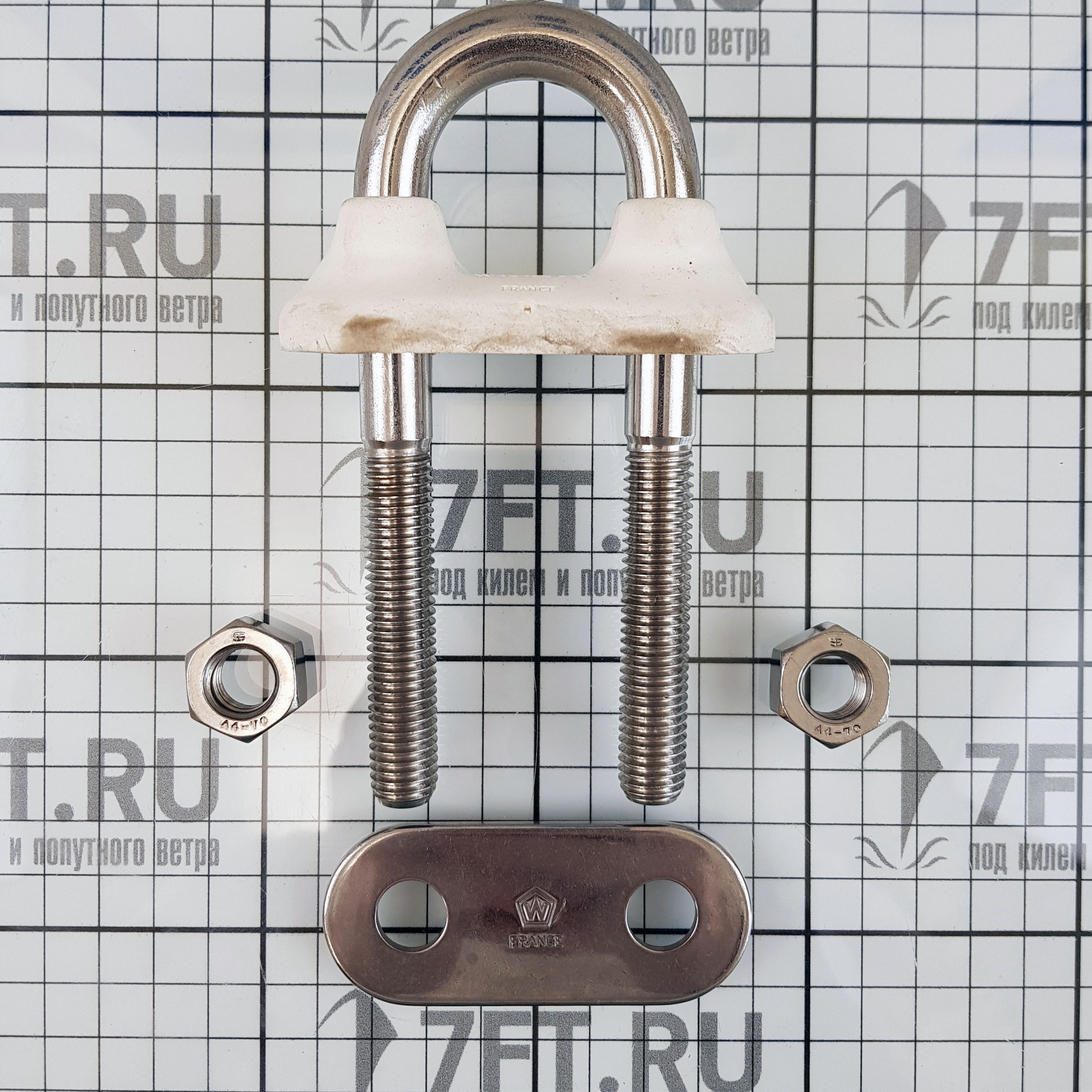 Купить Обушок U-образный Wichard 65462 12x130мм 6400-10000кг из нержавеющей стали с водонепроницаемой прокладкой 7ft.ru в интернет магазине Семь Футов