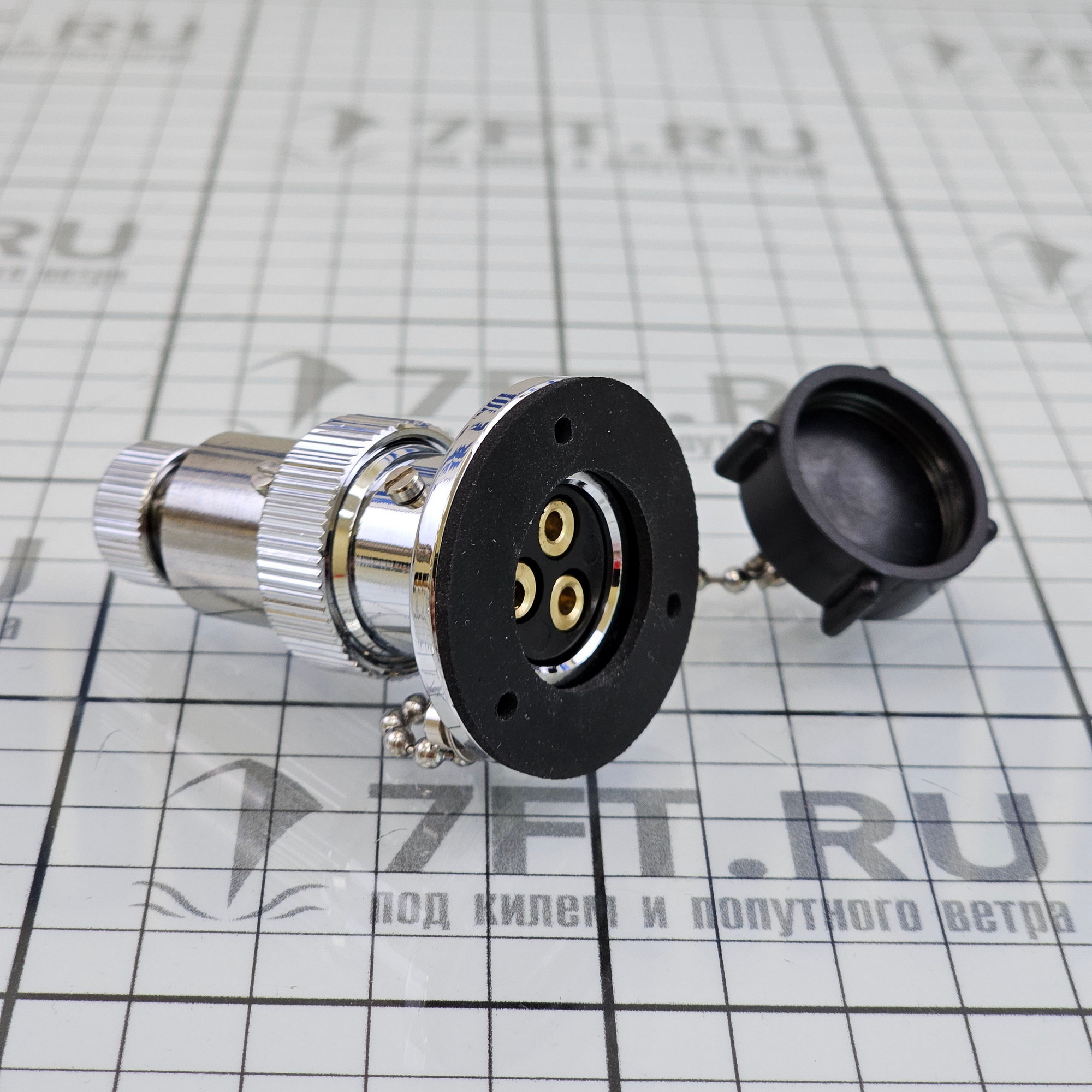 Купить Разъём палубный водостойкий трёхштырьковый Marine Quality 30263 2-3А Ø37мм из хромированной латуни 7ft.ru в интернет магазине Семь Футов