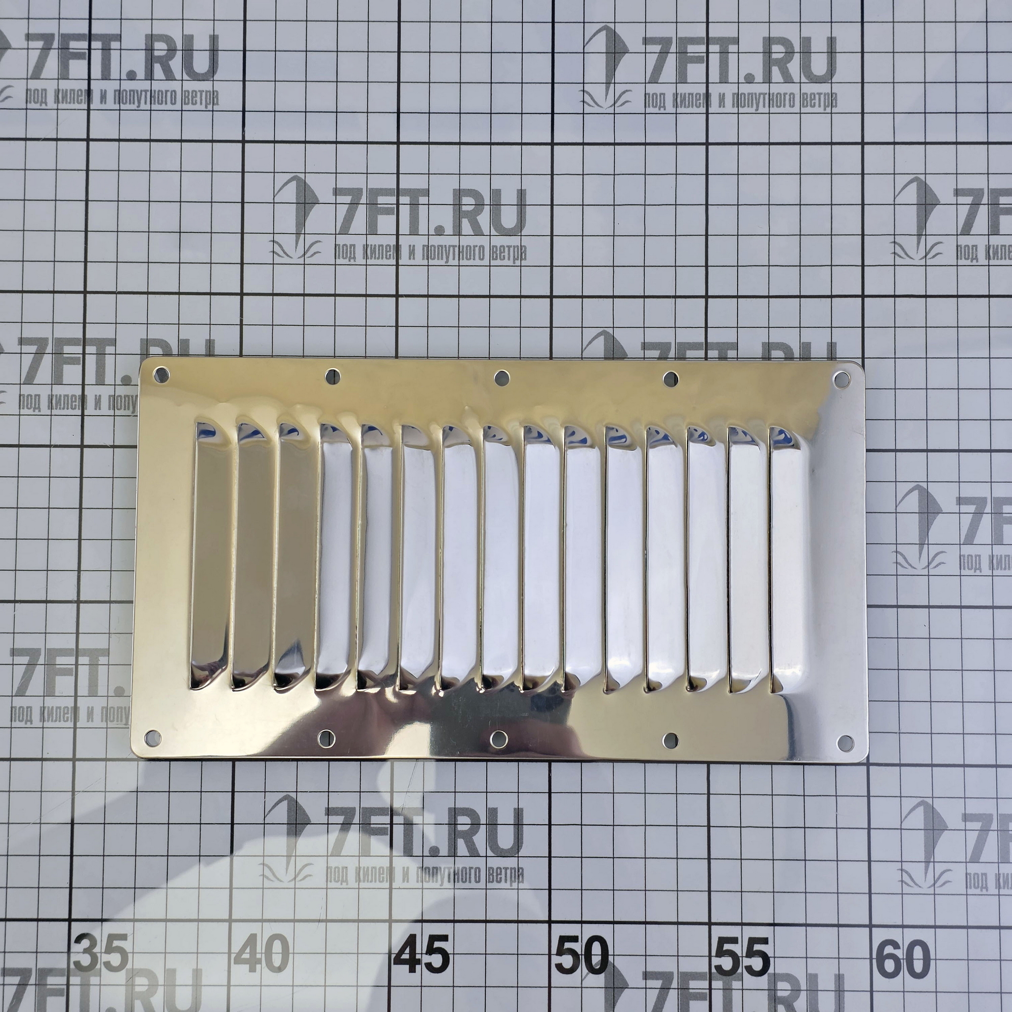 Купить Решетка вентиляционная Marine Quality 41410A 230x125мм с москитной сеткой из полированной нержавеющей стали AISI316 7ft.ru в интернет магазине Семь Футов