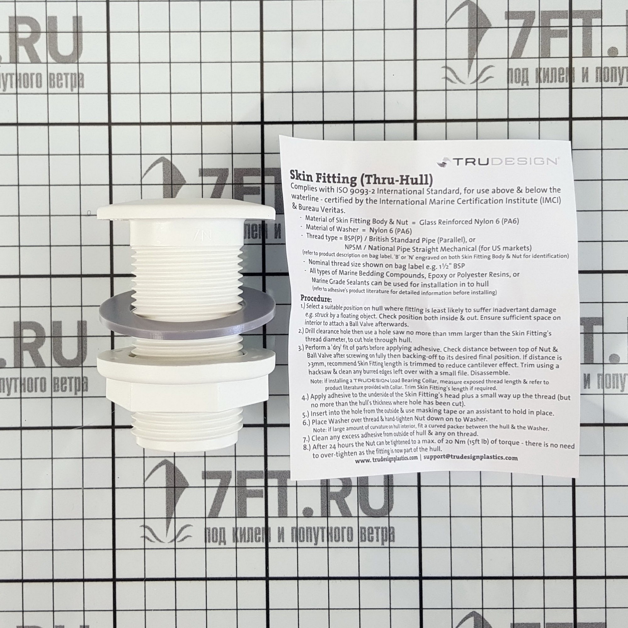 Купить Кингстон TruDesign Domed 90423 1" BSP Ø23мм из белого нейлона армированного стекловолокном 7ft.ru в интернет магазине Семь Футов