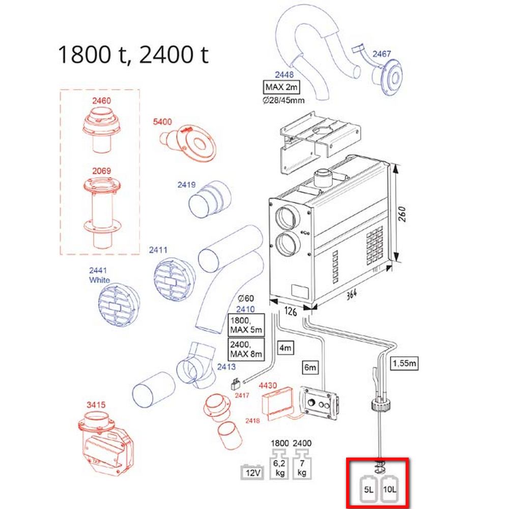 Купить Топливный бак Wallas 2024 5л 200х300х130мм из белого бензостойкого полиэтилена 7ft.ru в интернет магазине Семь Футов
