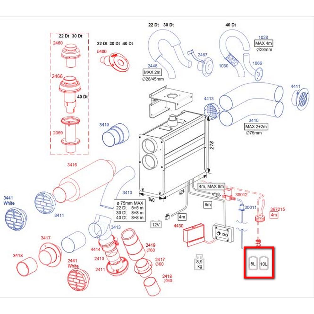 Купить Топливный бак Wallas 2024 5л 200х300х130мм из белого бензостойкого полиэтилена 7ft.ru в интернет магазине Семь Футов