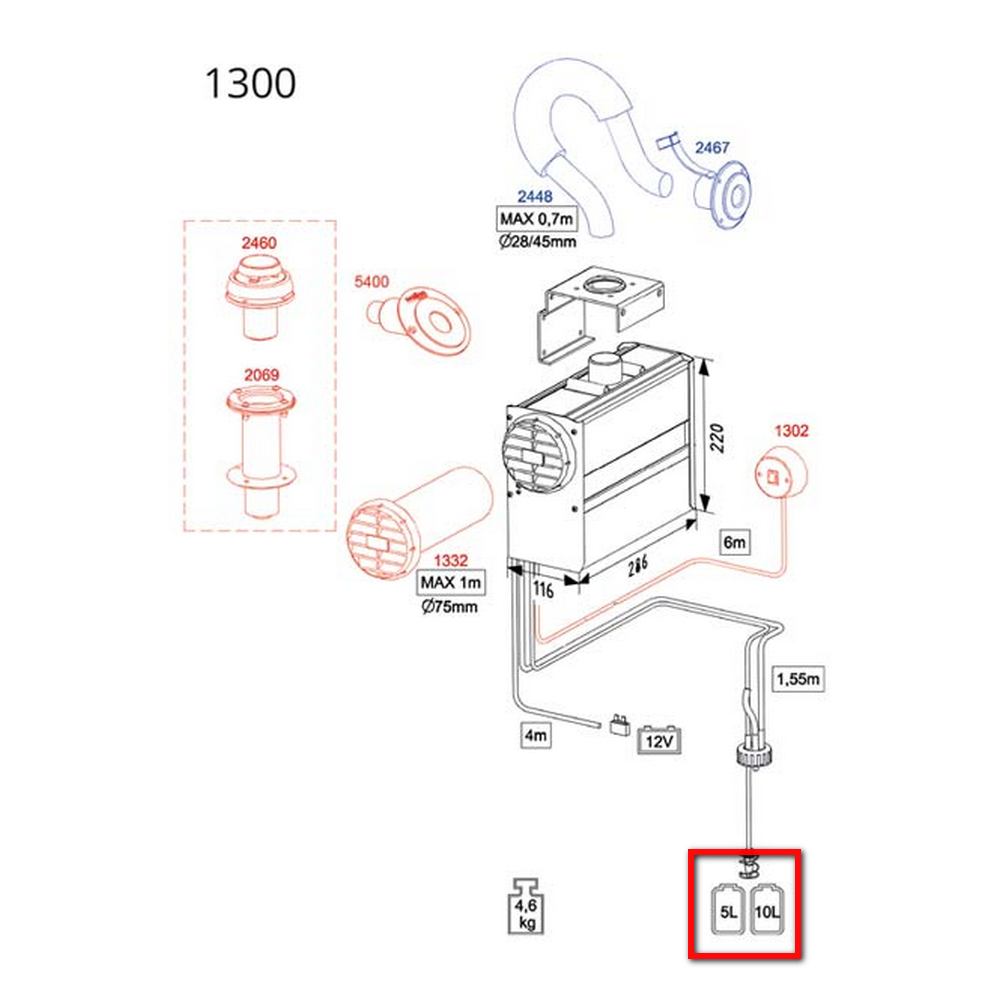Купить Топливный бак Wallas 2024 5л 200х300х130мм из белого бензостойкого полиэтилена 7ft.ru в интернет магазине Семь Футов