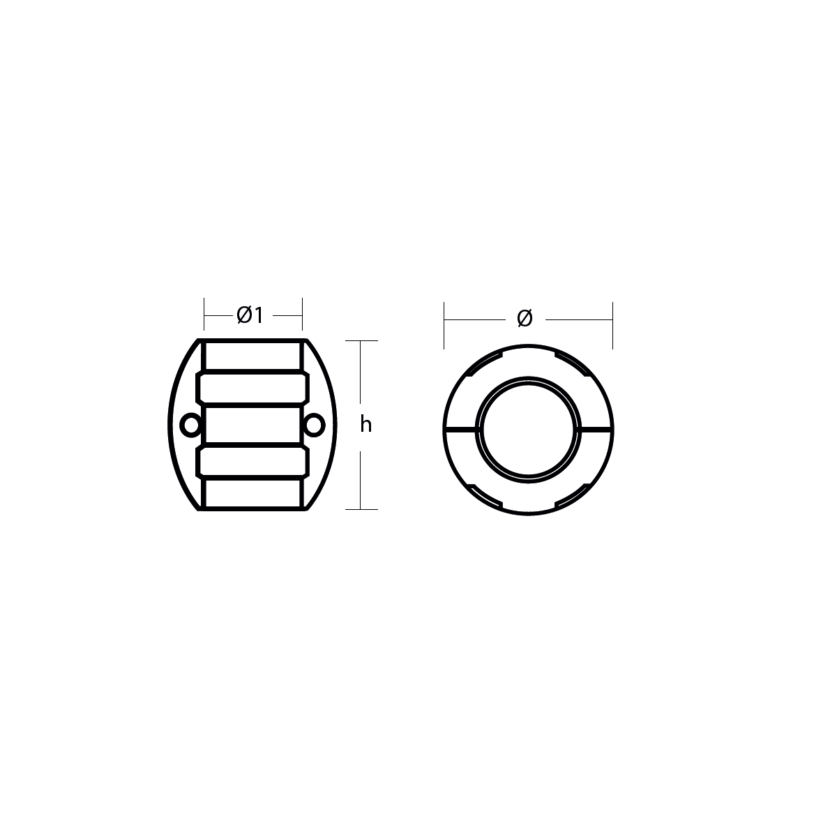 Купить Магниевый анод Tecnoseal Standard 00500MG Ø58x56мм для гребных валов Ø19мм 7ft.ru в интернет магазине Семь Футов