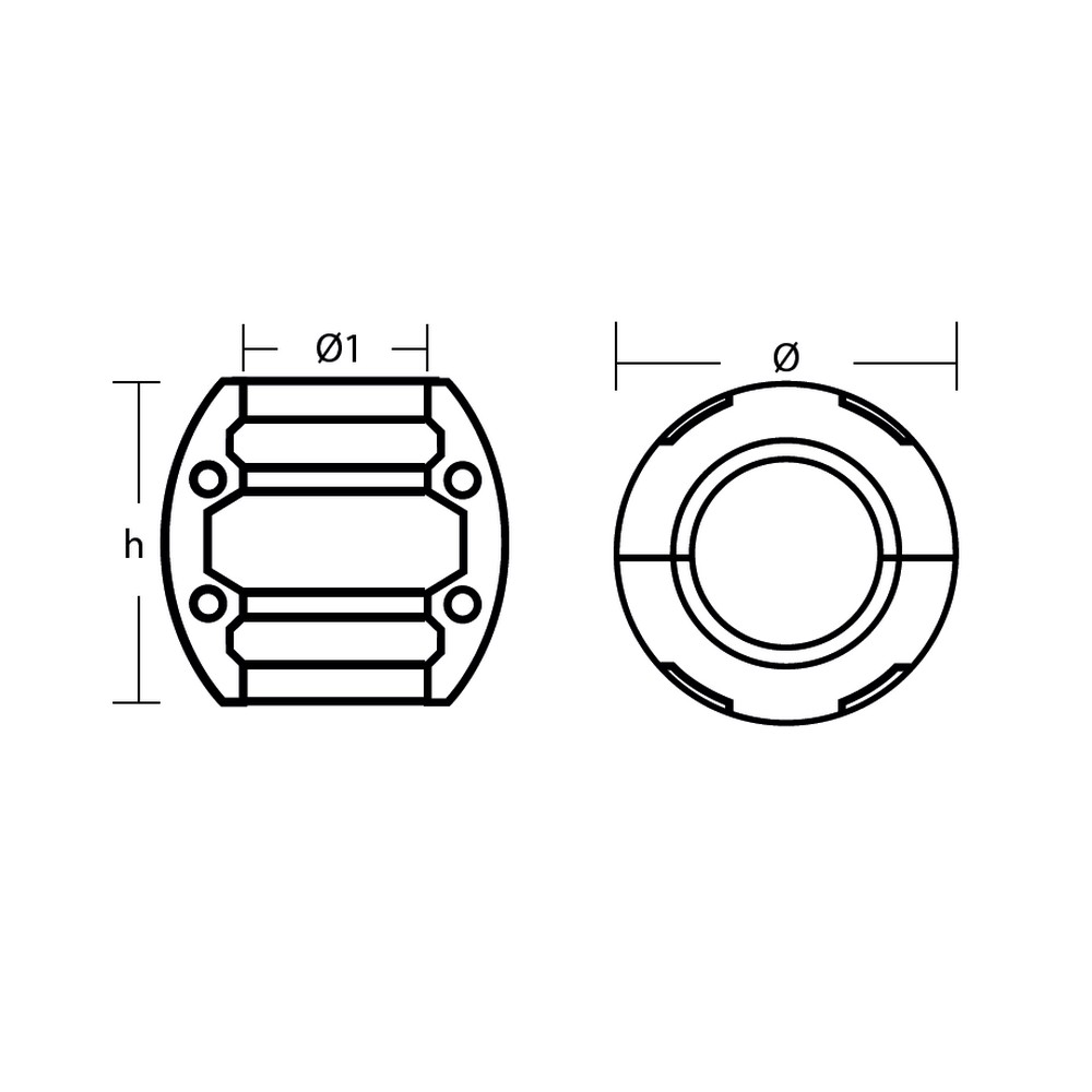 Купить Цинковый анод Tecnoseal Standard 00515 Ø93x88мм для гребных валов Ø55мм 7ft.ru в интернет магазине Семь Футов