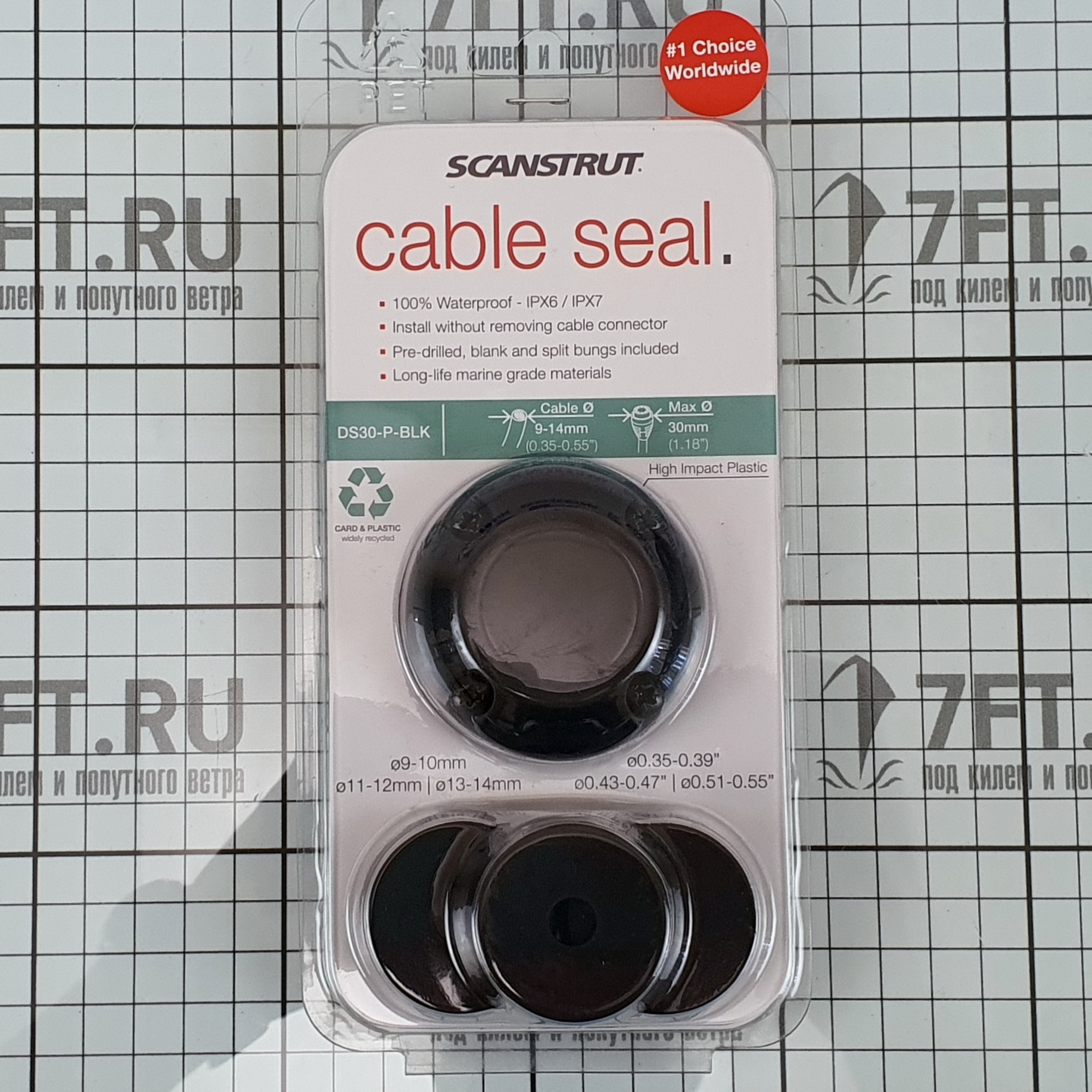 Купить Сальник кабельный водонепроницаемый IP68 Scanstrut DS30-P-BLK средний 9-14 мм из чёрного пластика 7ft.ru в интернет магазине Семь Футов
