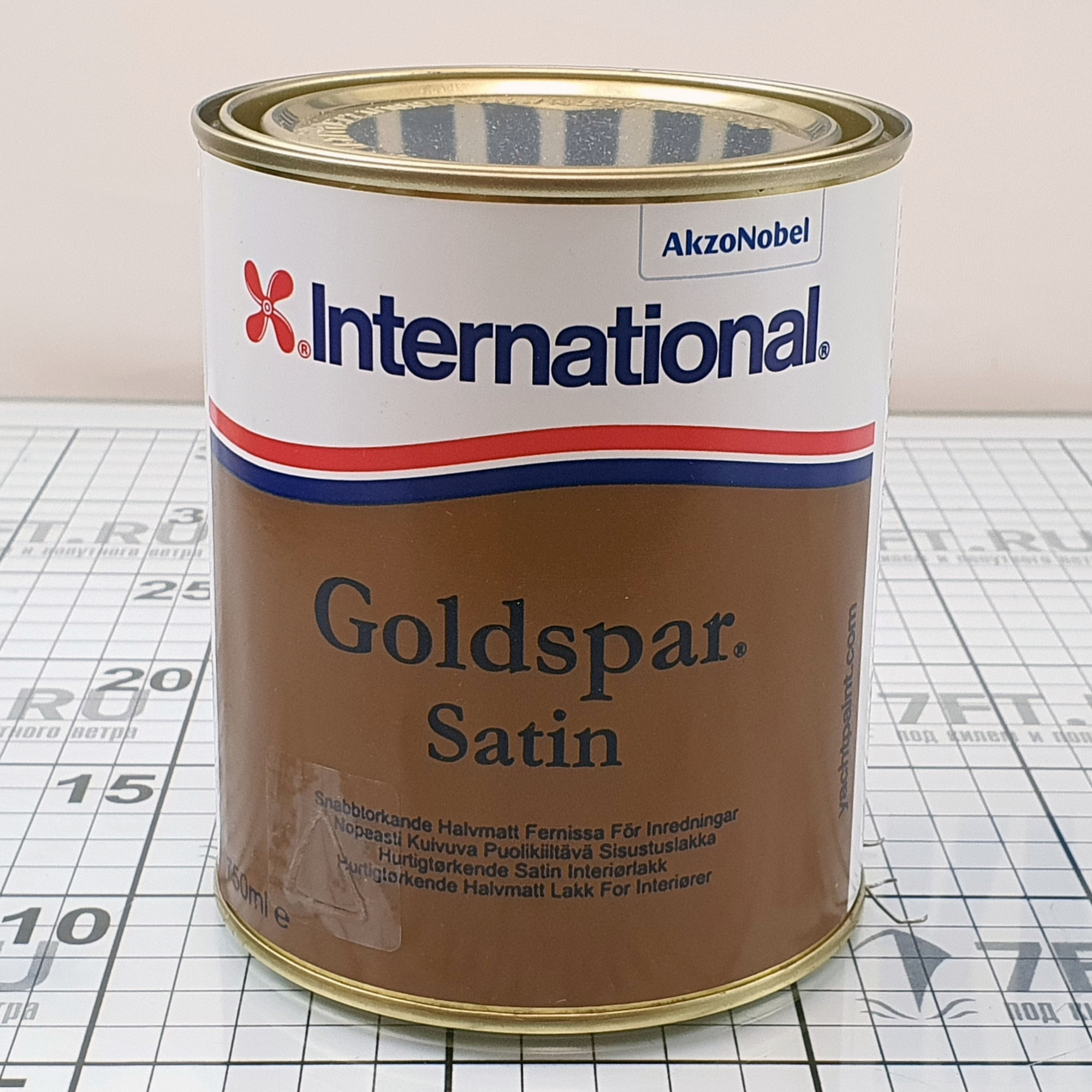 Купить Лак для дерева однокомпонентный полуматовый International Goldspar Satin YVA251/750BA/EU быстросохнущий 750мл 7ft.ru в интернет магазине Семь Футов