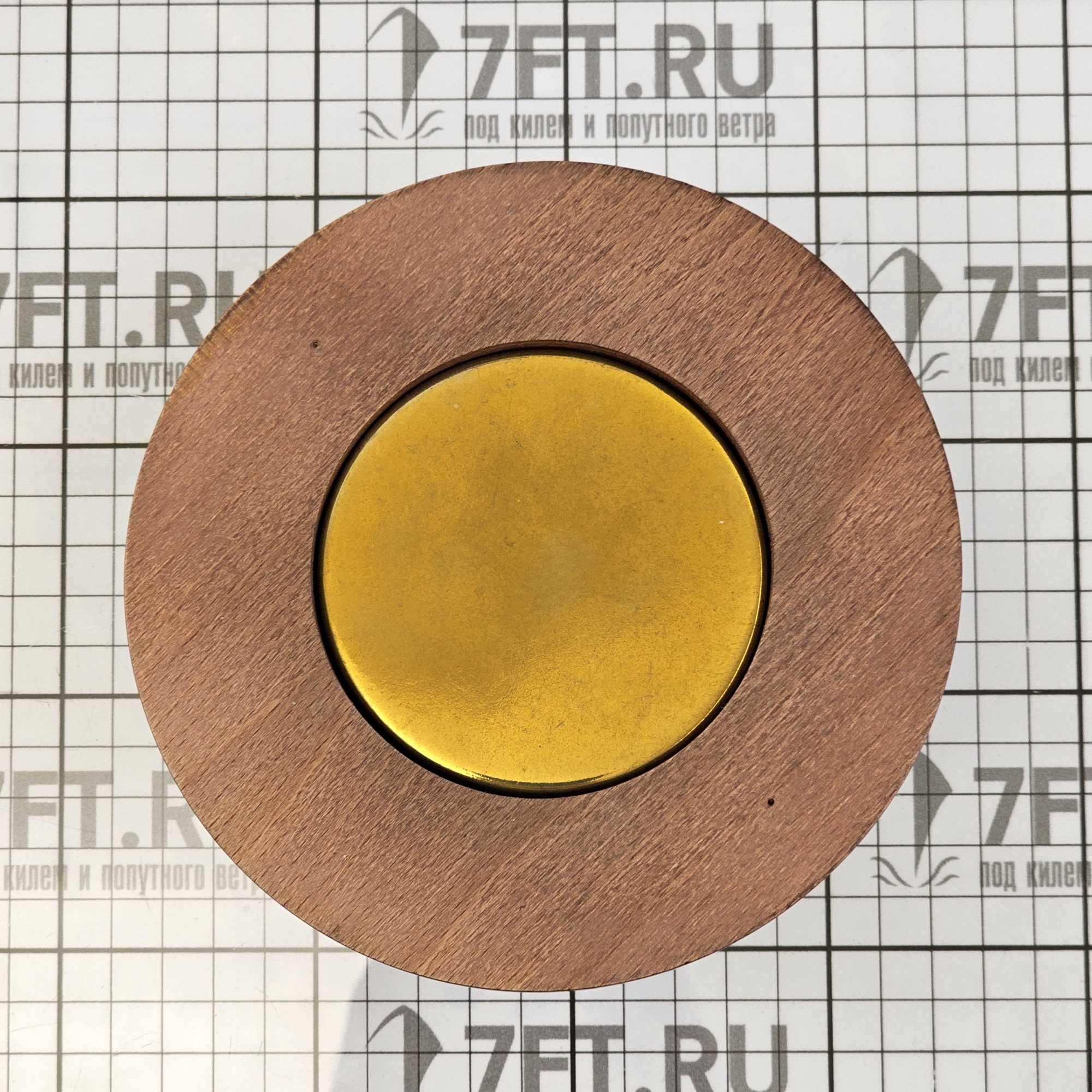 Купить Пепельница Foresti&Suardi 2101.L «Иллюминатор» Ø155x30мм из полированной латуни и дерева 7ft.ru в интернет магазине Семь Футов