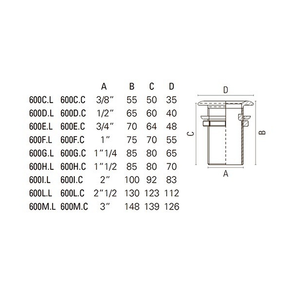 Купить Кингстон из хромированной латуни Foresti & Suardi 600G.C 1 1/4" 85 мм 7ft.ru в интернет магазине Семь Футов