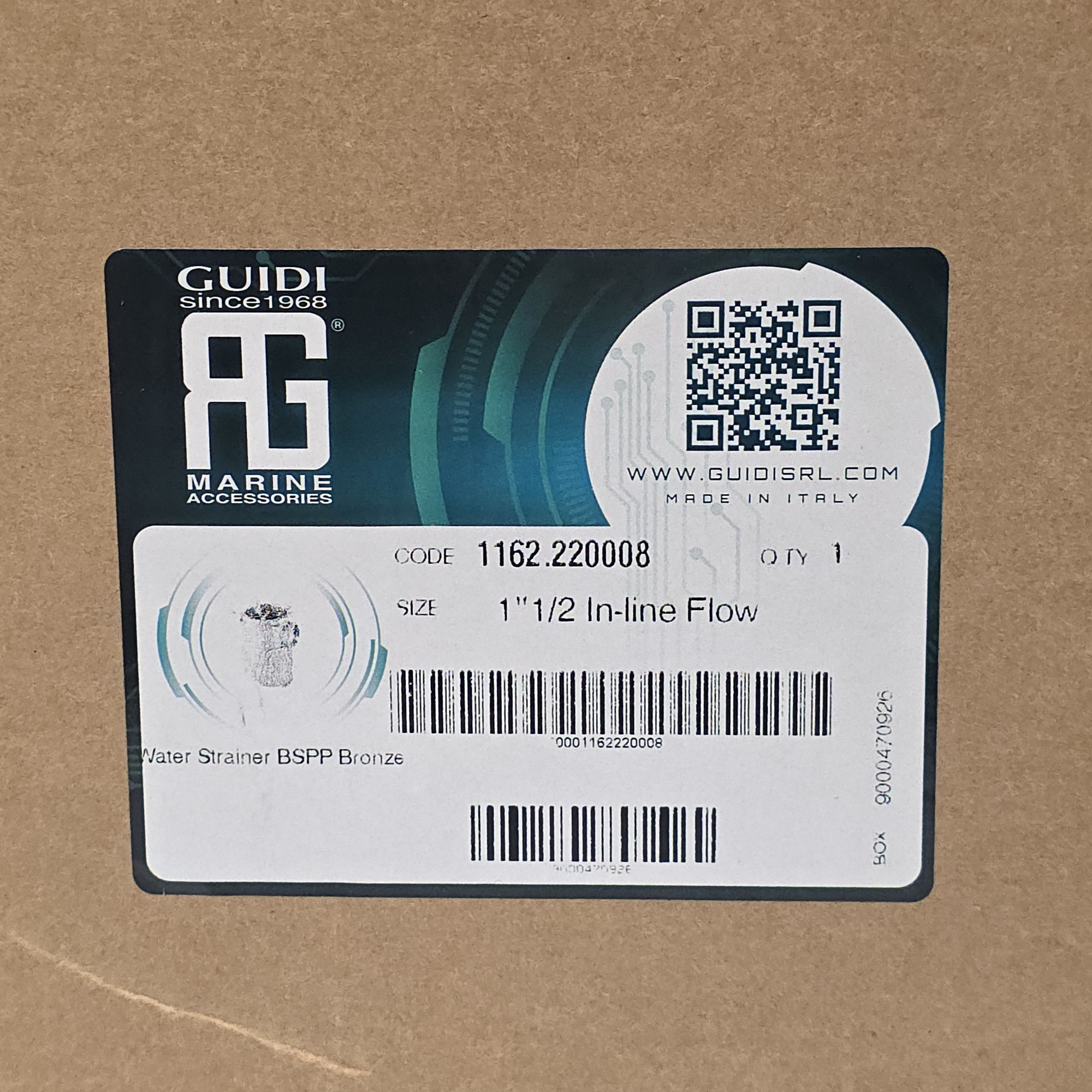 Купить Фильтр водяной системы охлаждения двигателя Guidi Marine 1162 1162#220008 1 1/2" 12800 - 40600 л/час из никелированной бронзы с крышкой из поликарбоната 7ft.ru в интернет магазине Семь Футов