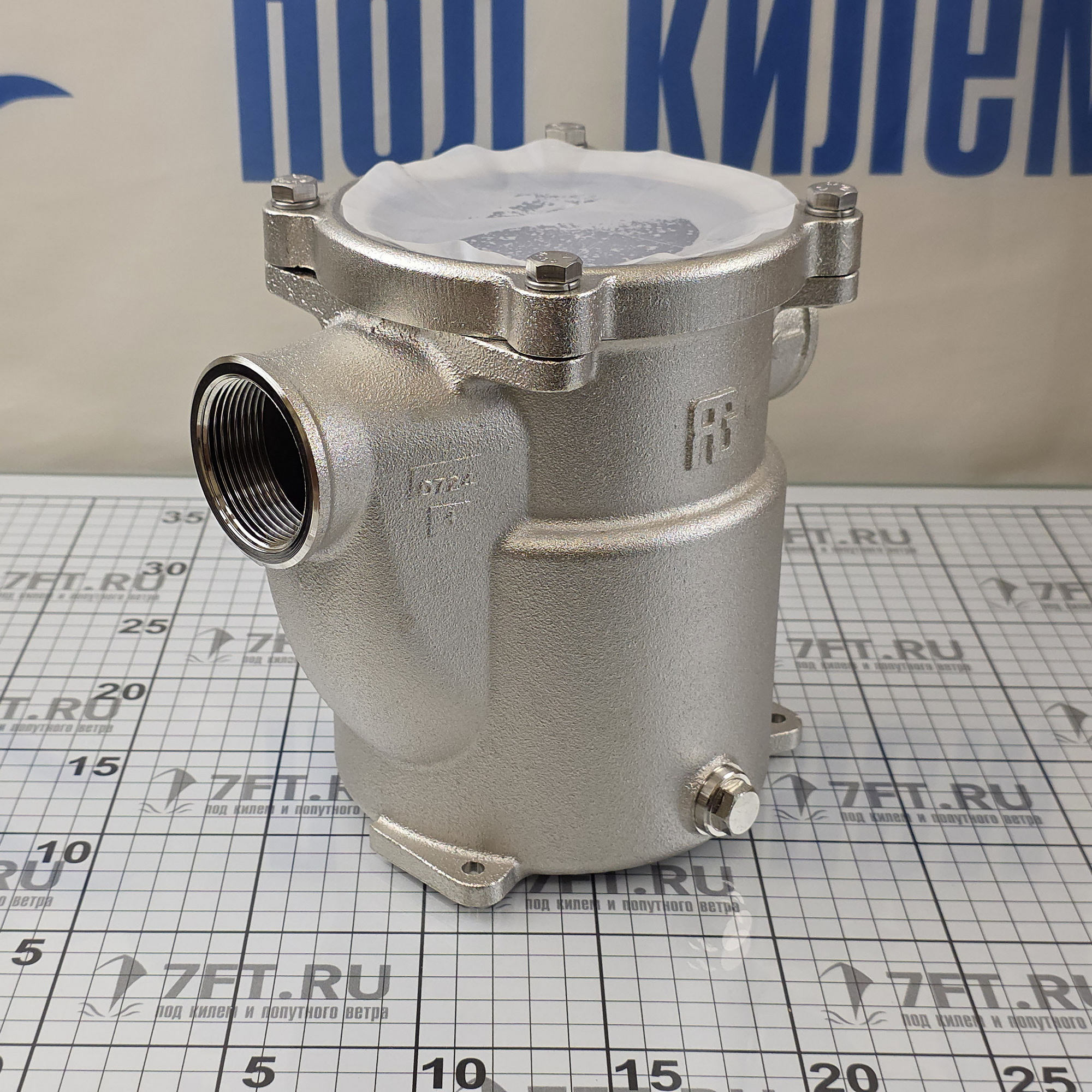 Купить Фильтр водяной системы охлаждения двигателя Guidi Marine 1162 1162#220008 1 1/2" 12800 - 40600 л/час из никелированной бронзы с крышкой из поликарбоната 7ft.ru в интернет магазине Семь Футов