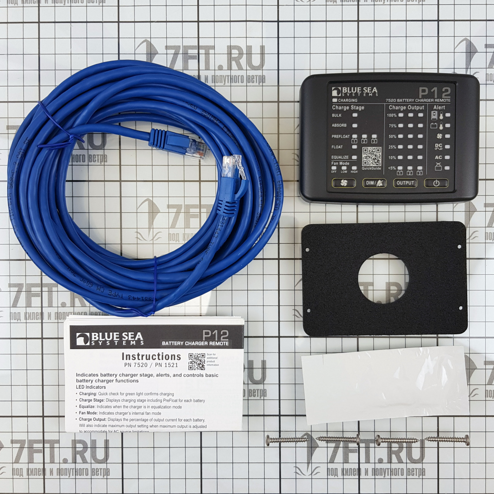 Купить Пульт дистанционного управления Blue Sea 7520 105x76x24мм для зарядных устройств P12 со светодиодной индикацией 7ft.ru в интернет магазине Семь Футов