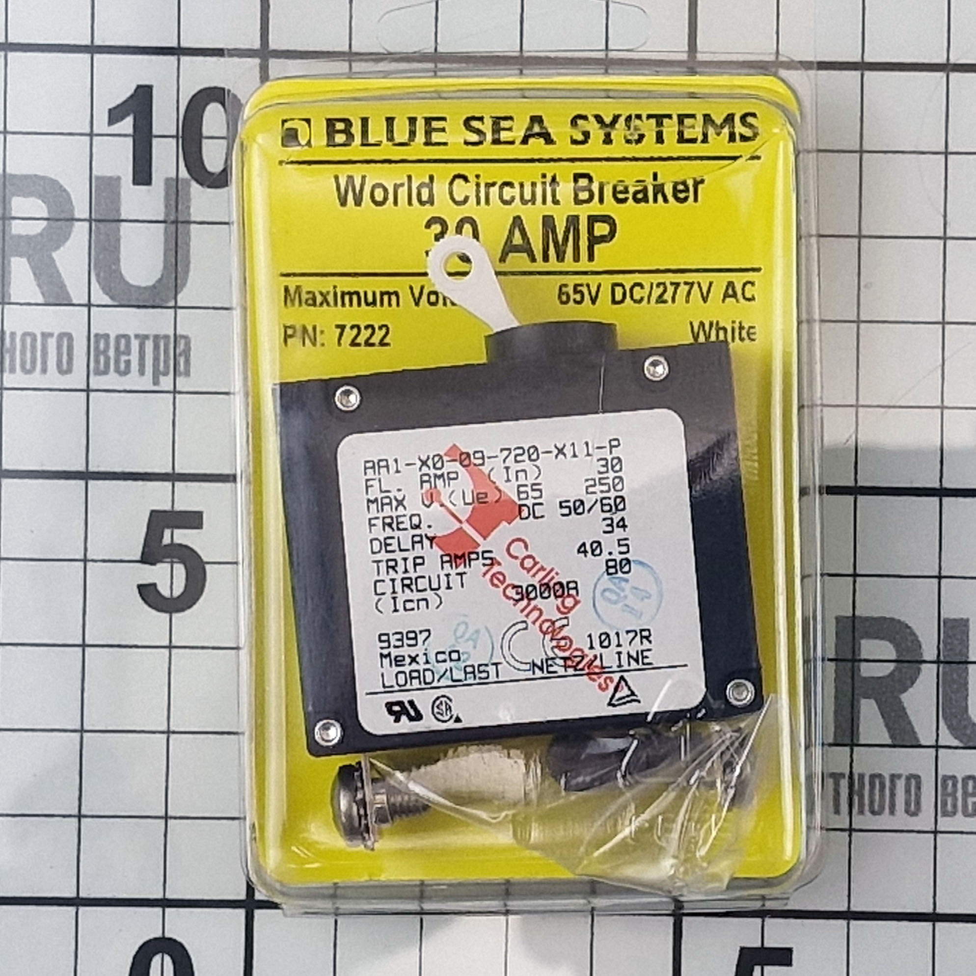 Купить Автоматический выключатель однополюсный Blue Sea A-Series 7222 65/240В 30А с белым тумблером 7ft.ru в интернет магазине Семь Футов