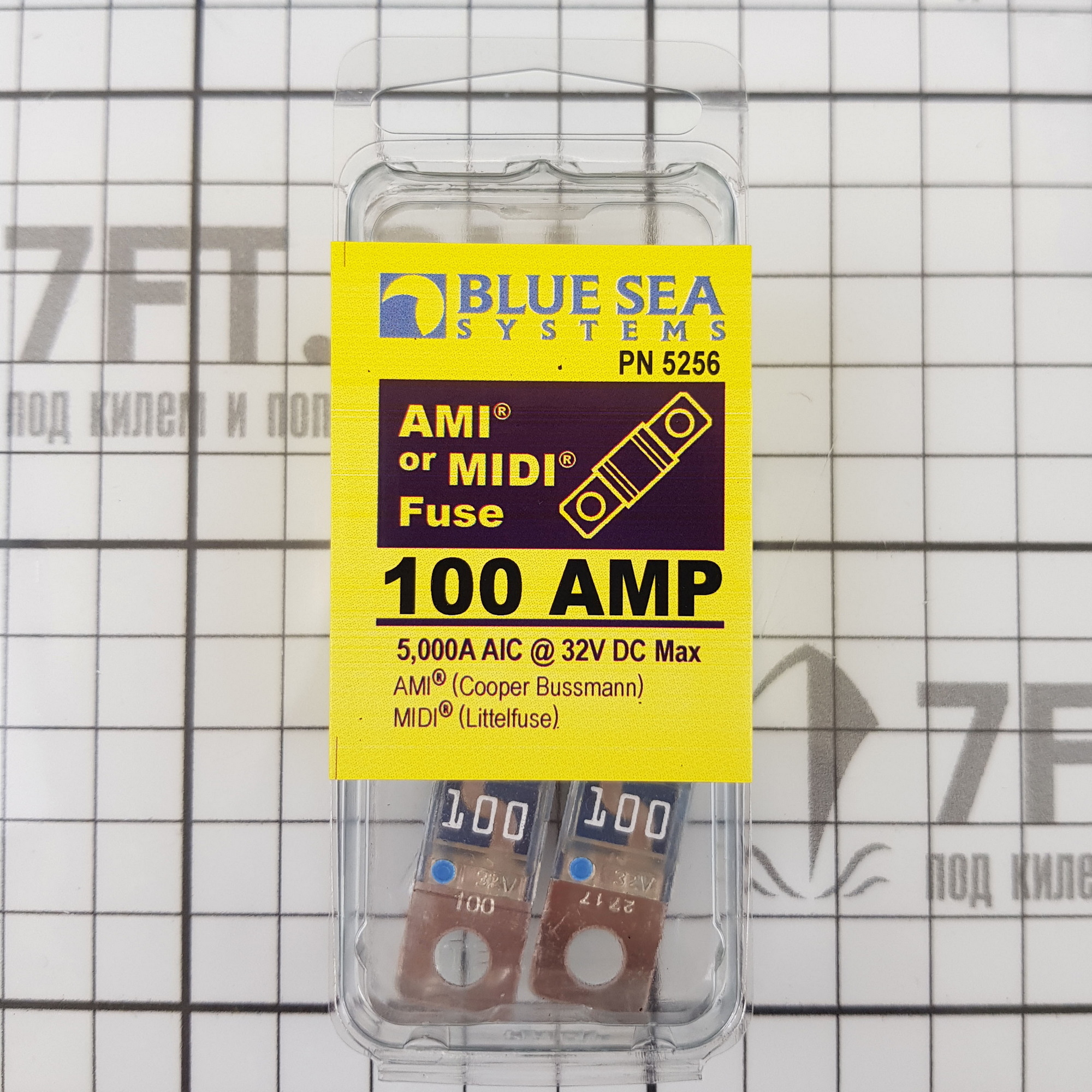 Купить Плавкий быстродействующий предохранитель AMI/MIDI Blue Sea 5256 100А 32В с защитным кожухом 7ft.ru в интернет магазине Семь Футов