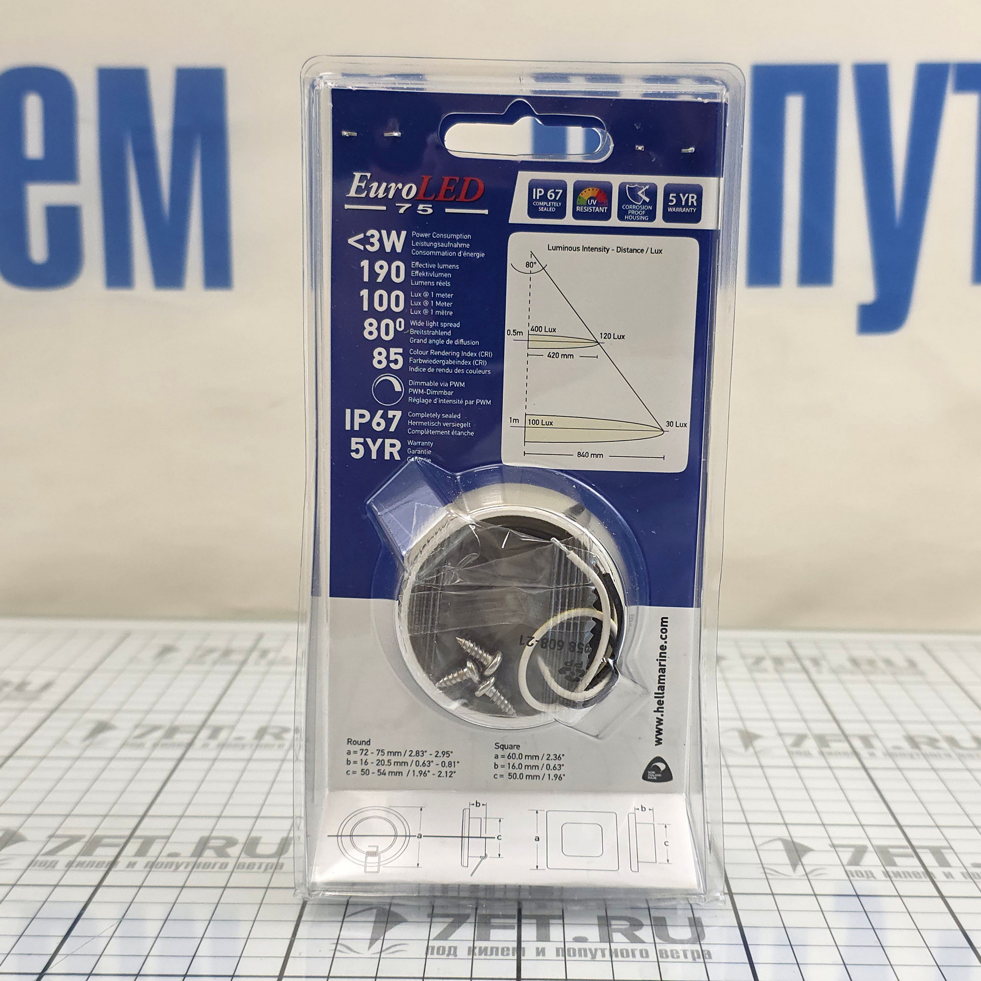 Купить Светильник светодиодный Hella Marine EuroLED 75 2JA 958 109-021 12В 3Вт 2700K IP67 корпус из нержавеющей стали AISI316 7ft.ru в интернет магазине Семь Футов