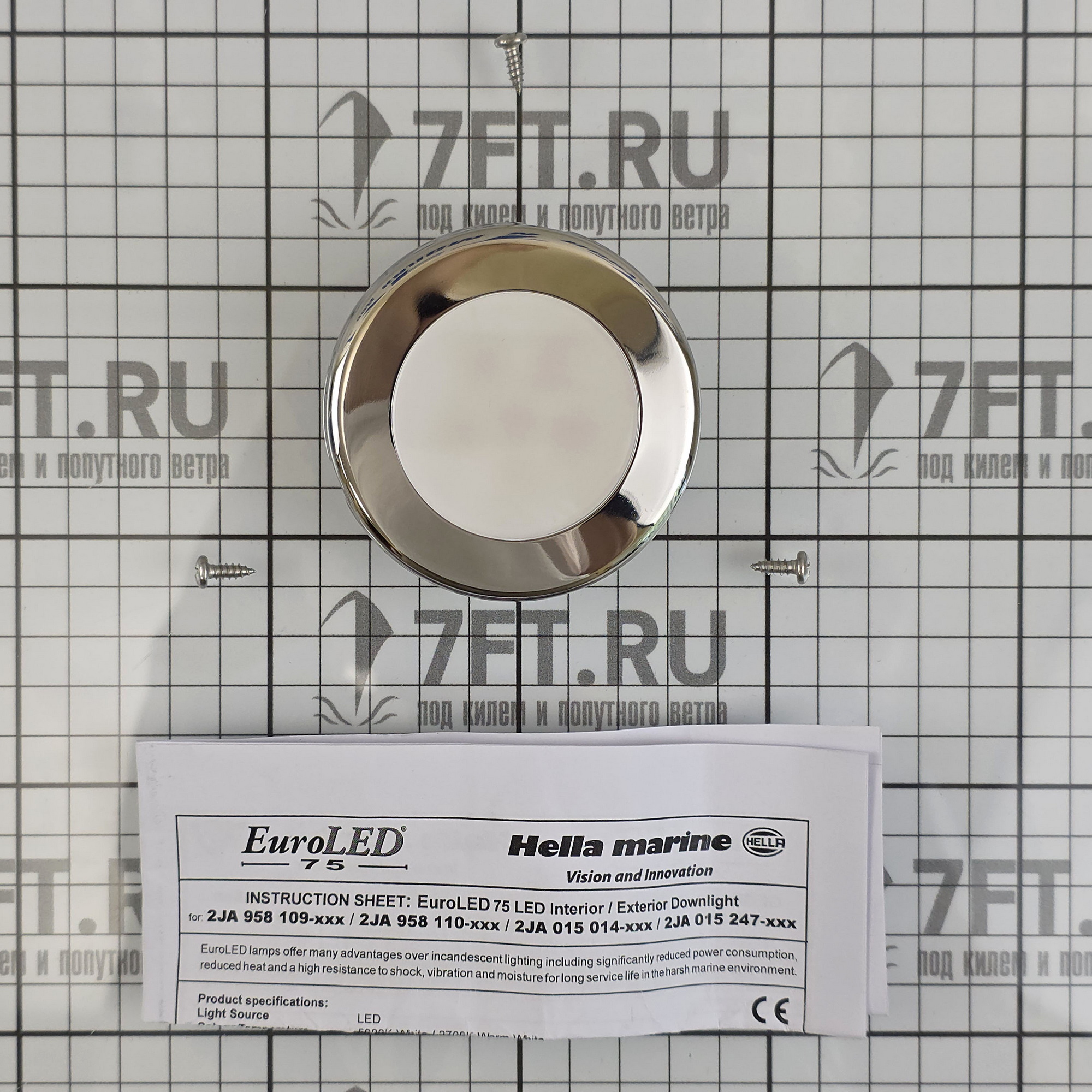Купить Светильник светодиодный Hella Marine EuroLED 75 2JA 958 109-021 12В 3Вт 2700K IP67 корпус из нержавеющей стали AISI316 7ft.ru в интернет магазине Семь Футов