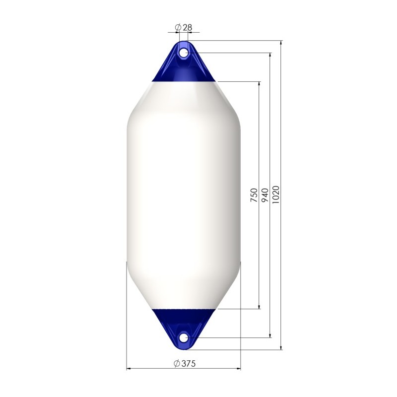 Купить Кранец швартовый Polyform F7 Ø375x1020мм 85л надувной из белого/синего ПВХ для судов 14-18м 7ft.ru в интернет магазине Семь Футов
