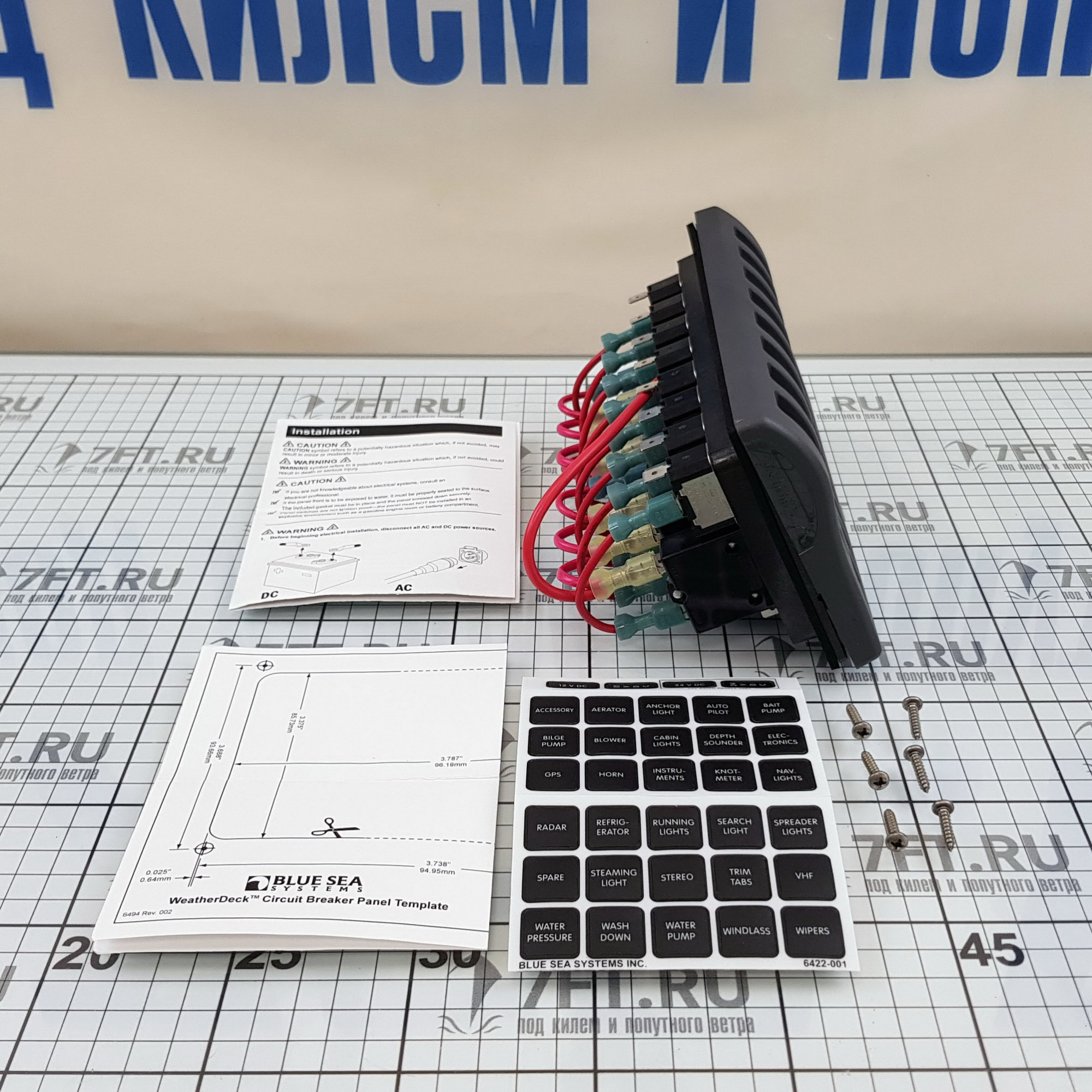 Купить Панель выключателей 8 позиционная Blue Sea WeatherDeck 4378 12/24В 9/45А IP67 8 автоматов 108x196мм серая 7ft.ru в интернет магазине Семь Футов