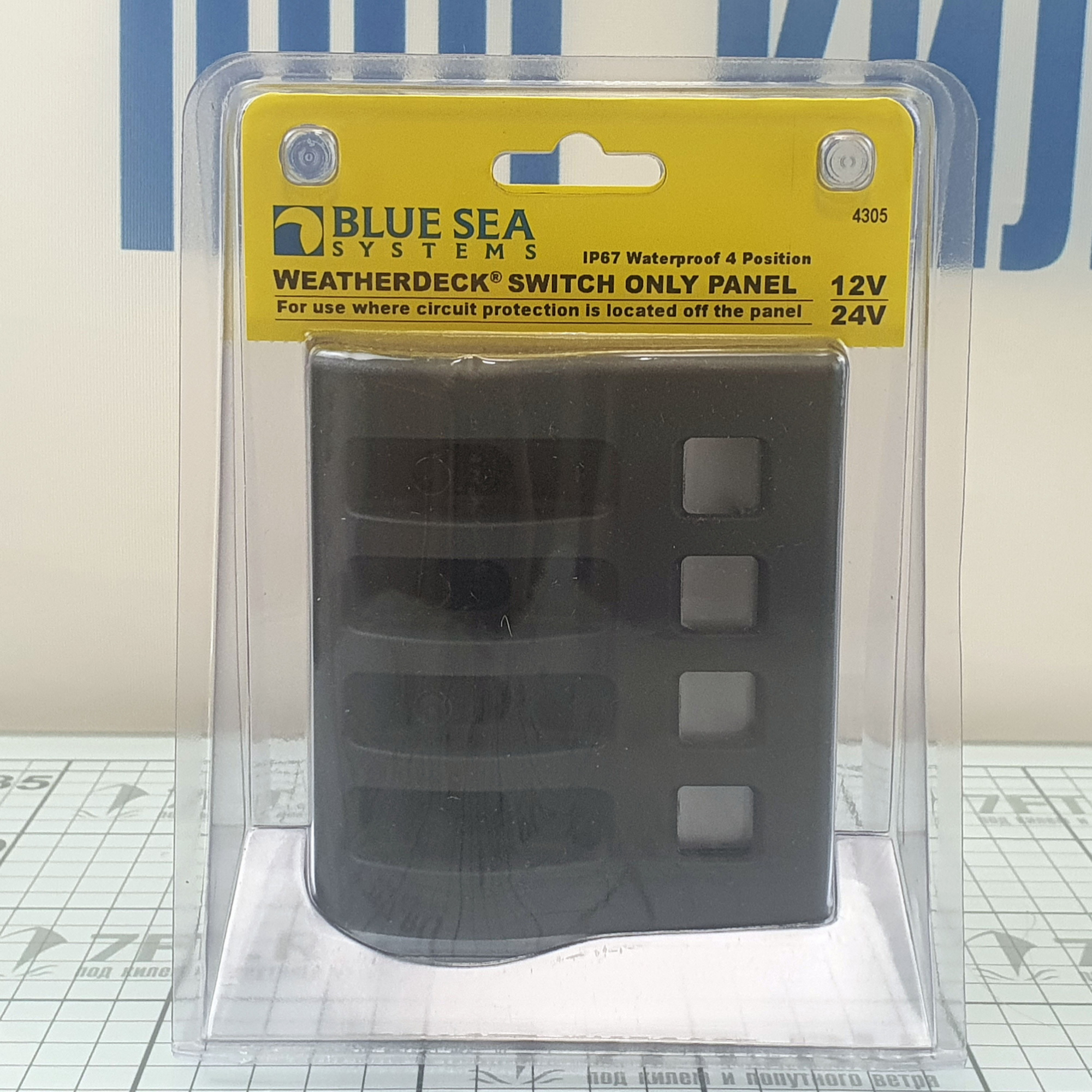 Купить Панель выключателей 4 позиционная Blue Sea WeatherDeck 4305 12/24В 15/45А IP67 99x109мм 7ft.ru в интернет магазине Семь Футов
