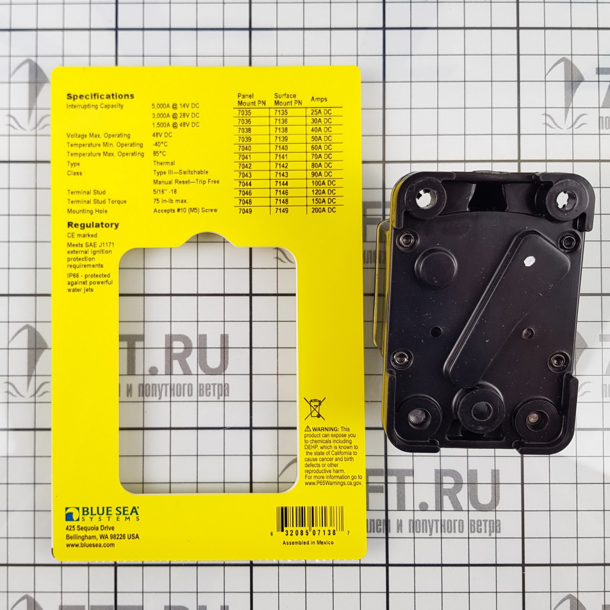 Купить Автоматический выключатель Blue Sea 187-Series 7138 48В 40А 7ft.ru в интернет магазине Семь Футов