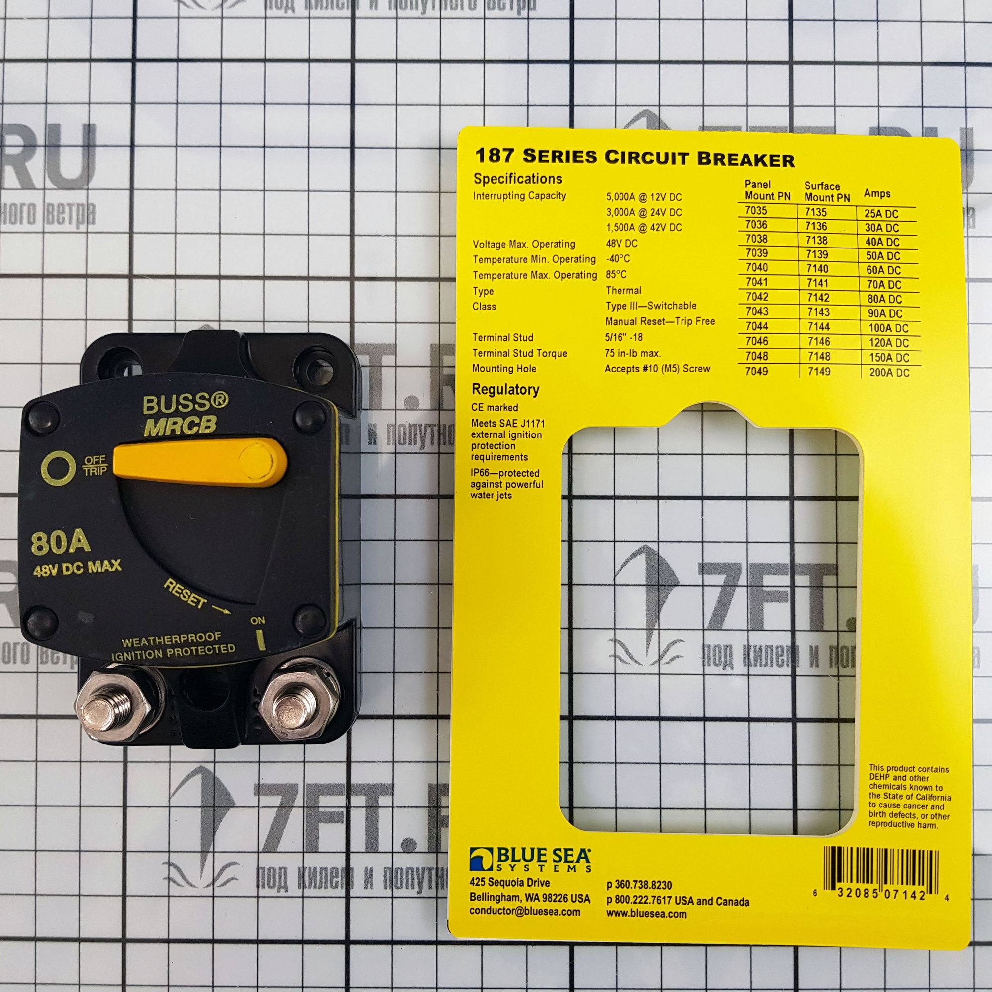Купить Автоматический выключатель Blue Sea 187-Series 7142 48В 80А 7ft.ru в интернет магазине Семь Футов