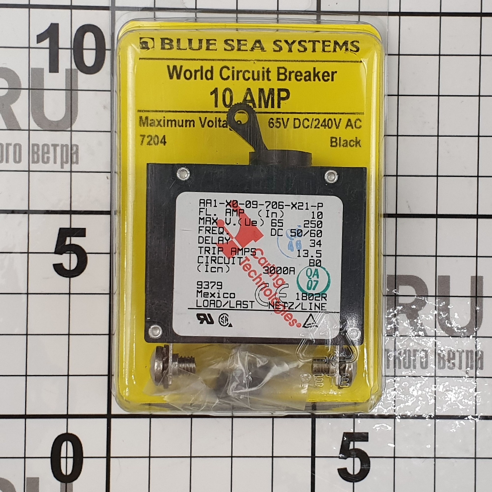 Купить Автоматический выключатель однополюсный Blue Sea A-Series 7204 65/240В 10А с черным тумблером 7ft.ru в интернет магазине Семь Футов