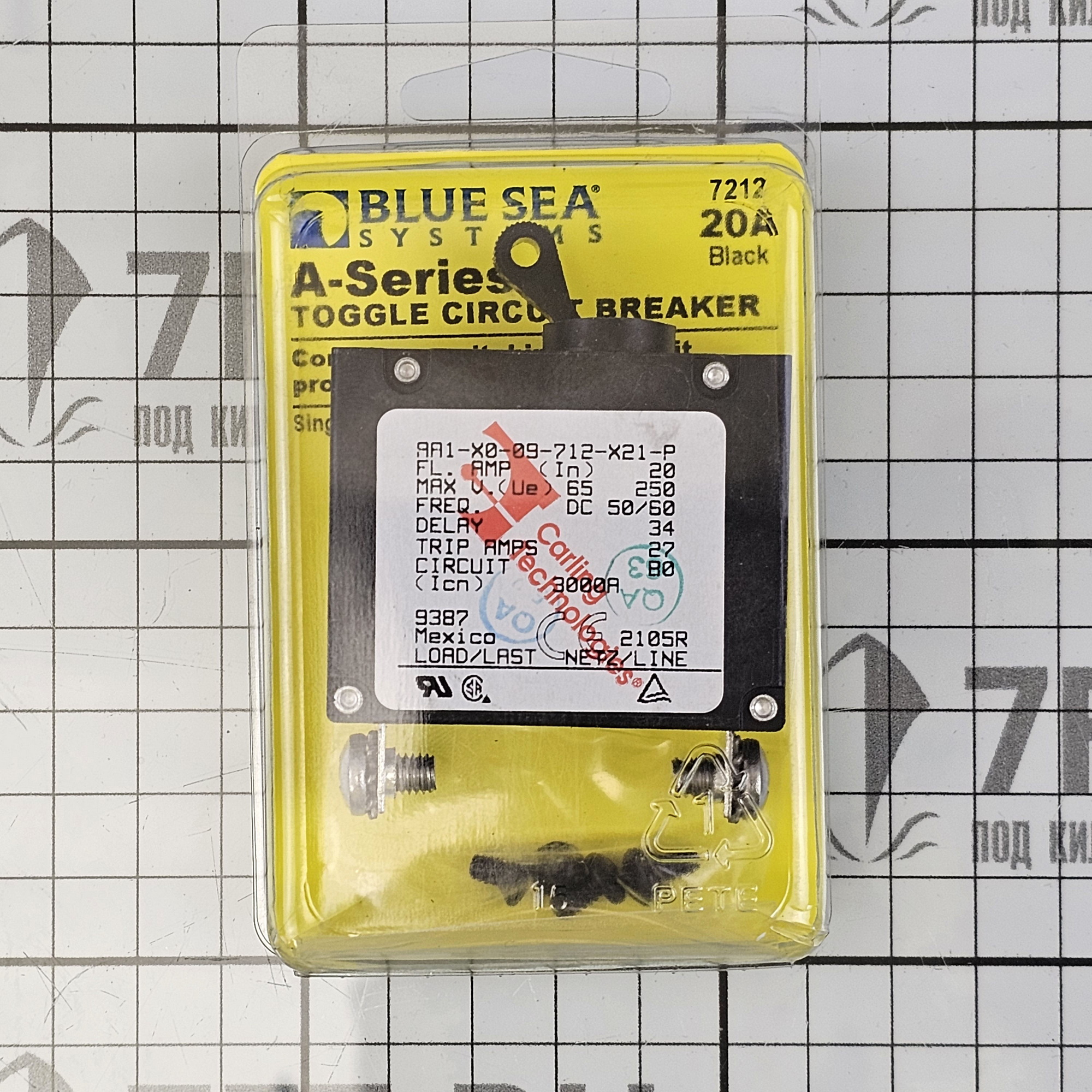 Купить Автоматический выключатель однополюсный Blue Sea A-Series 7212 65/240В 20А с черным тумблером 7ft.ru в интернет магазине Семь Футов
