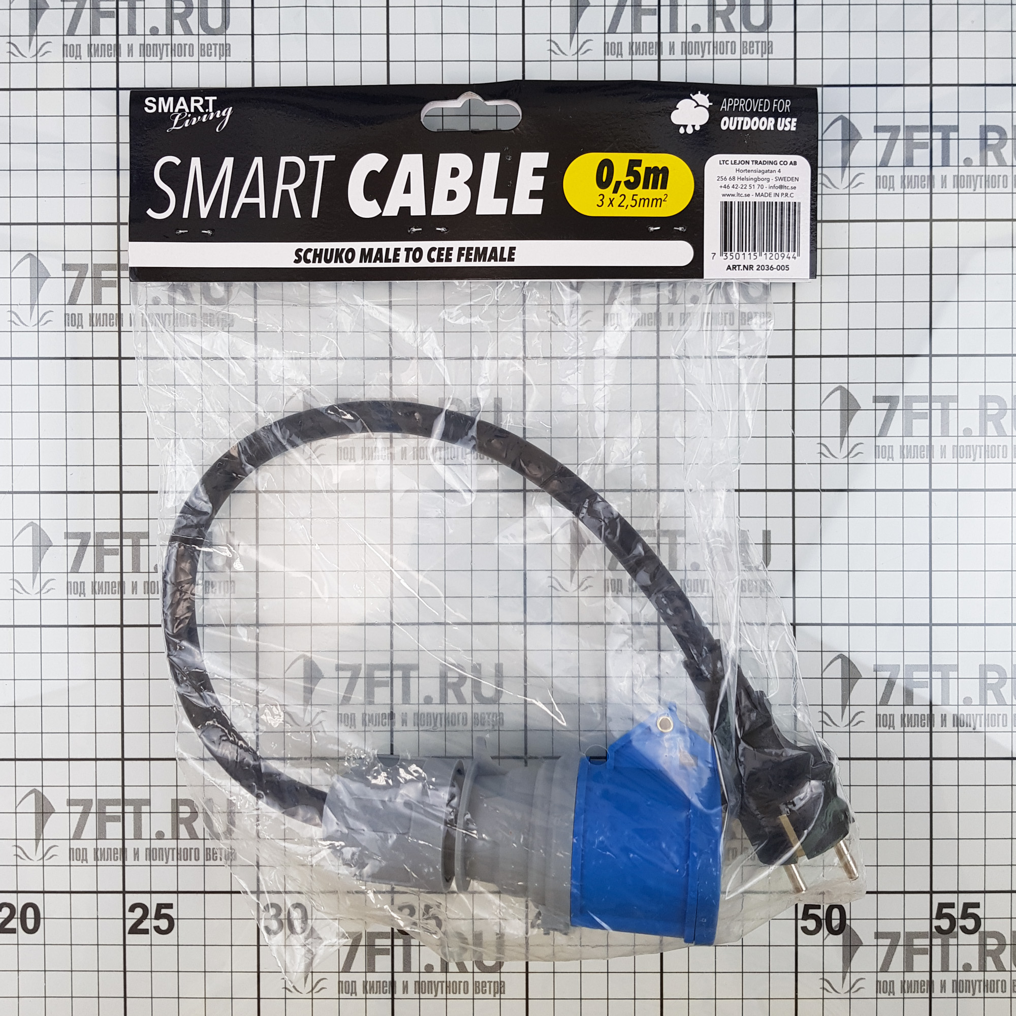 Купить Переходной кабель LTC Smart Living 2036-005 3x2,5мм² 0,5м вилка Schuko/розетка CEE 7ft.ru в интернет магазине Семь Футов