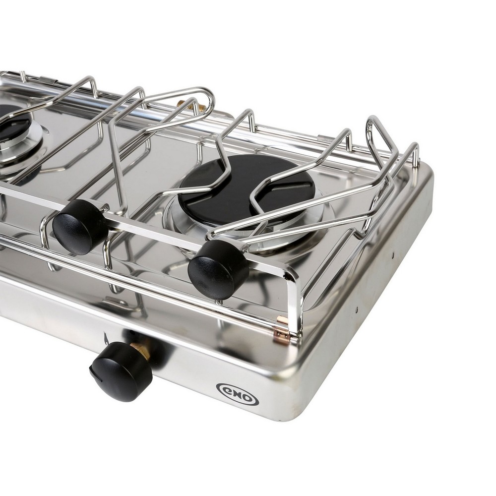 Купить Плита газовая двухконфорочная ENO Xtrem-2 062491010785 511x335x246мм 1.75-2.5кВт из нержавеющей стали AISI304L с подвесом и держателем посуды 7ft.ru в интернет магазине Семь Футов