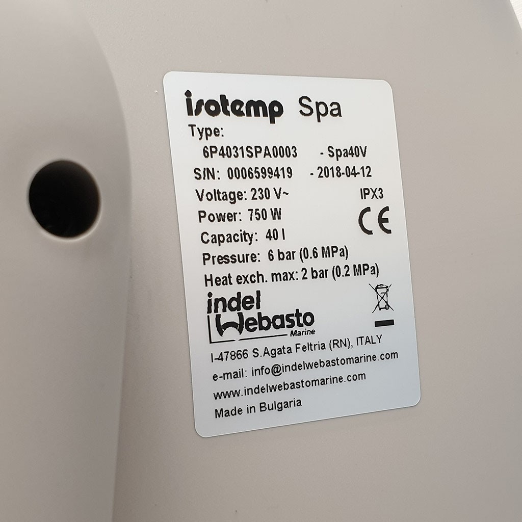Купить Электрический бойлер для нагрева воды Indel Webasto Marine 6P4031SPA0003 Spa Mix Isotemp 40л 230В 750Вт 390х640мм со смесительным вентилем 7ft.ru в интернет магазине Семь Футов