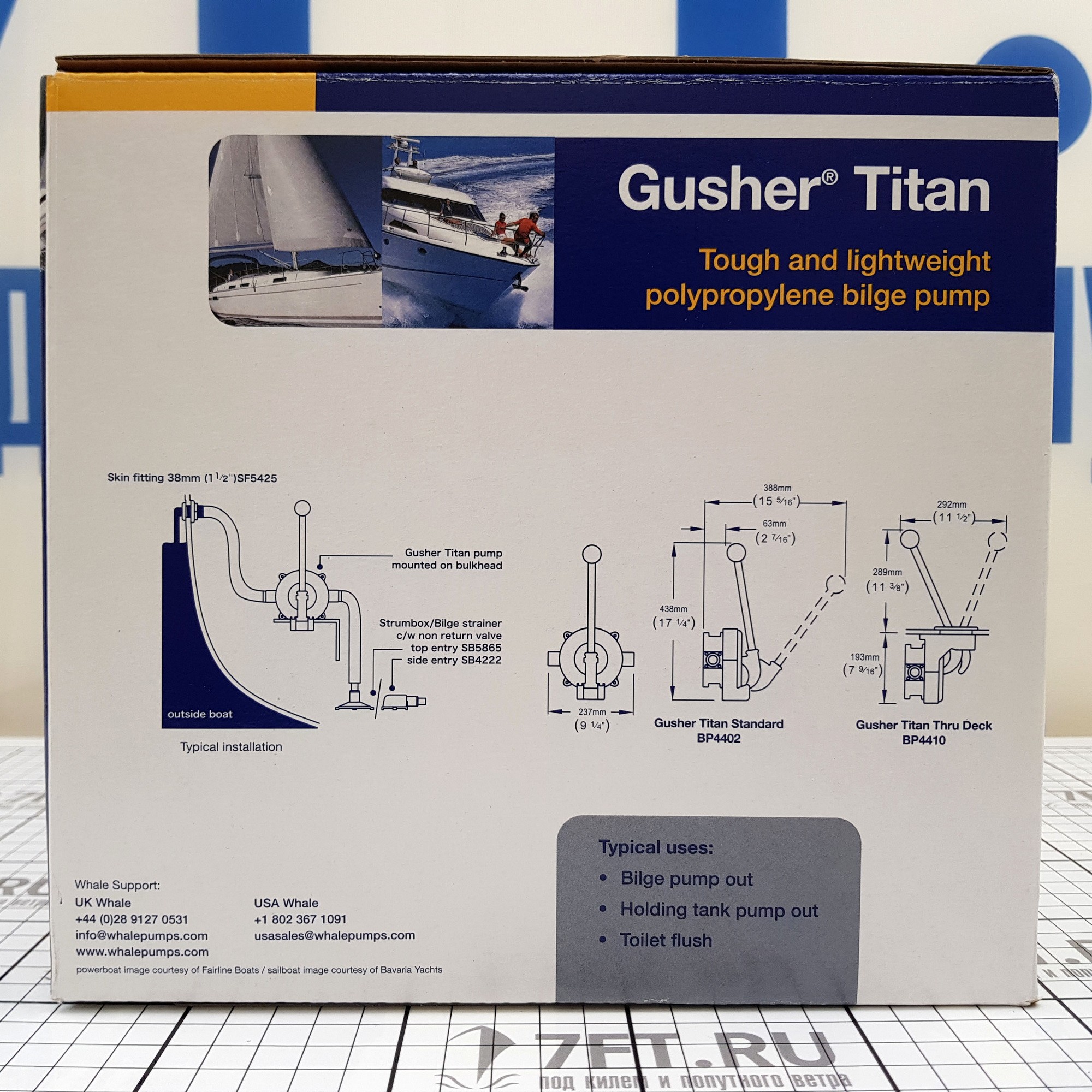 Купить Помпа трюмная ручная Whale Gusher Titan Standard BP4402 105л/мин под шланг Ø38 мм с установкой на палубу 7ft.ru в интернет магазине Семь Футов