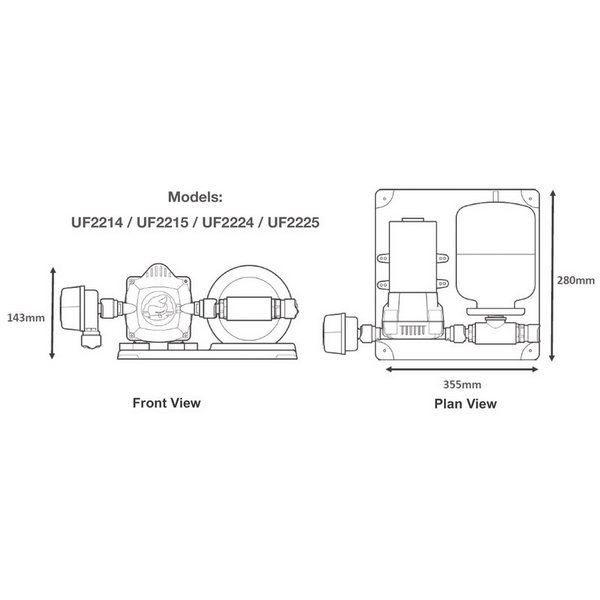 Купить Гидрофор Whale Universal 3.0 GPM UF2215 12 В 11,5 л/мин 3 бар 7ft.ru в интернет магазине Семь Футов