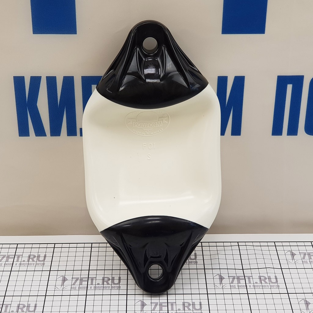 Купить Кранец из виниловой пластмассы Polyform F01S F-01S/02 130 x 370 мм белый, черный по краям 7ft.ru в интернет магазине Семь Футов
