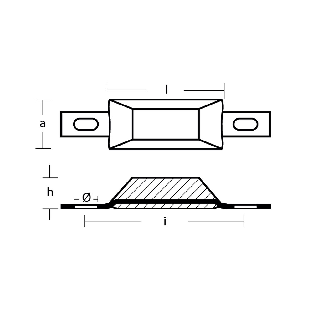 Купить Магниевый прямоугольный анод Tecnoseal 00386MG 95x40х25мм с креплением 170x20x3мм 7ft.ru в интернет магазине Семь Футов