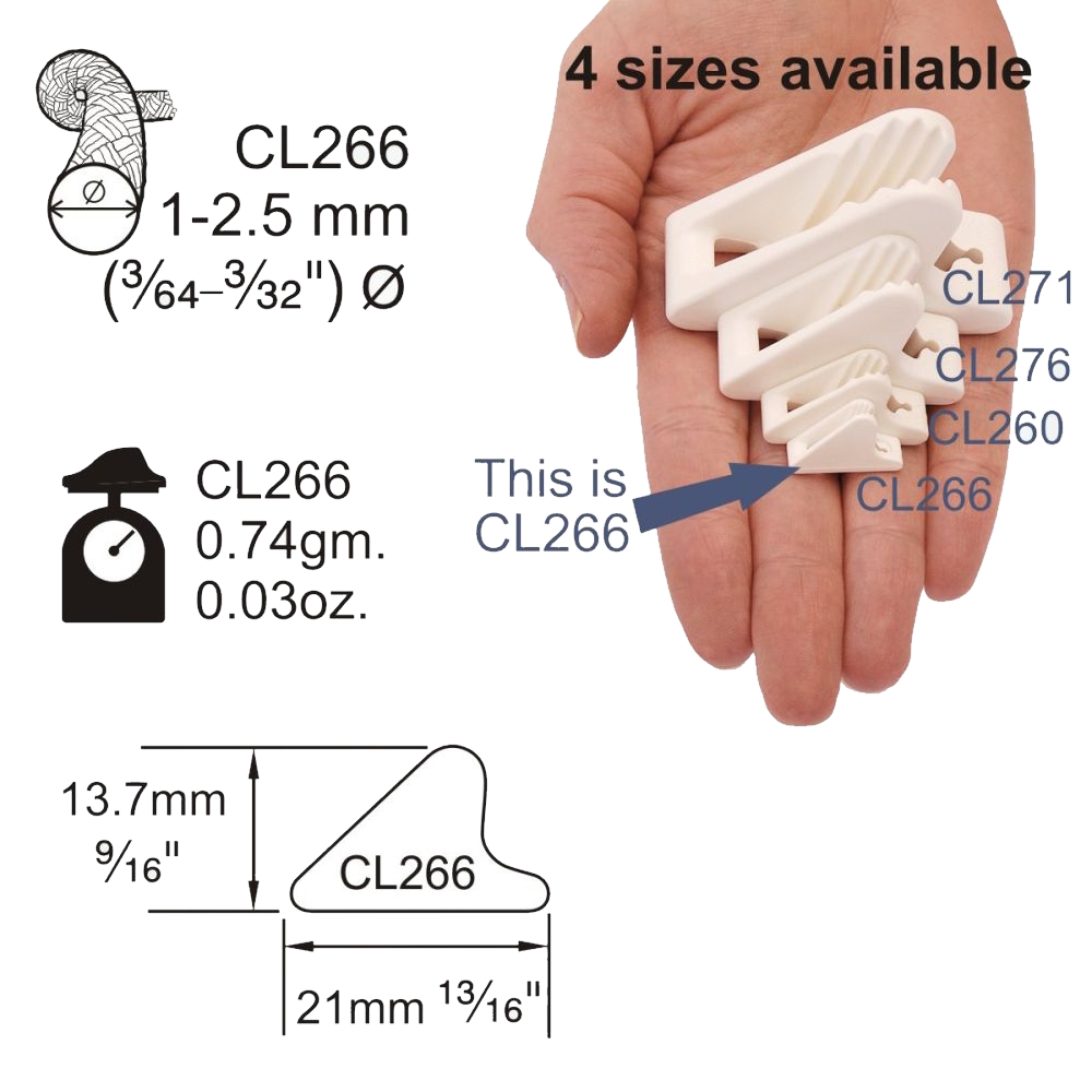 Купить Стопор щелевой палаточный Clamcleat CL266G Mini Line-Lok для шнура Ø1-3 мм из нейлона с люминесцентным покрытием 7ft.ru в интернет магазине Семь Футов