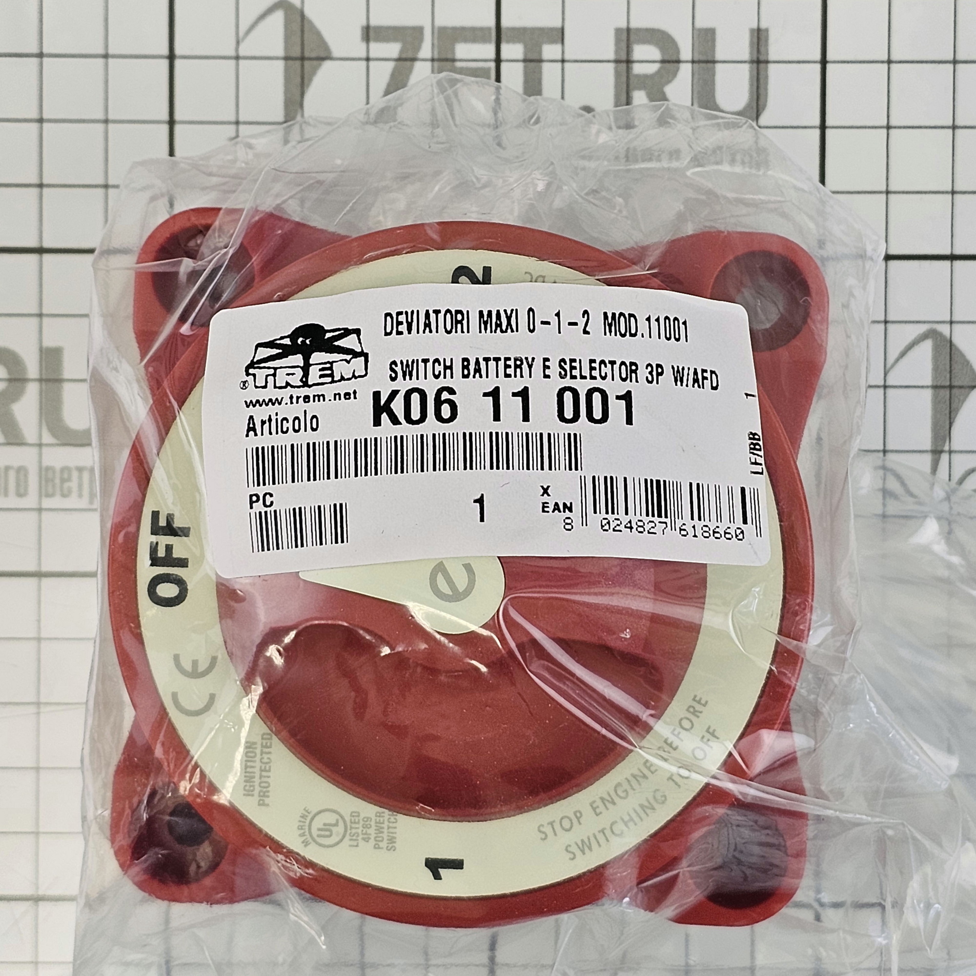 Купить Переключатель АКБ Blue Sea e-Series 11001 32В 350А 3-х позиционный с функцией AFD красный 7ft.ru в интернет магазине Семь Футов