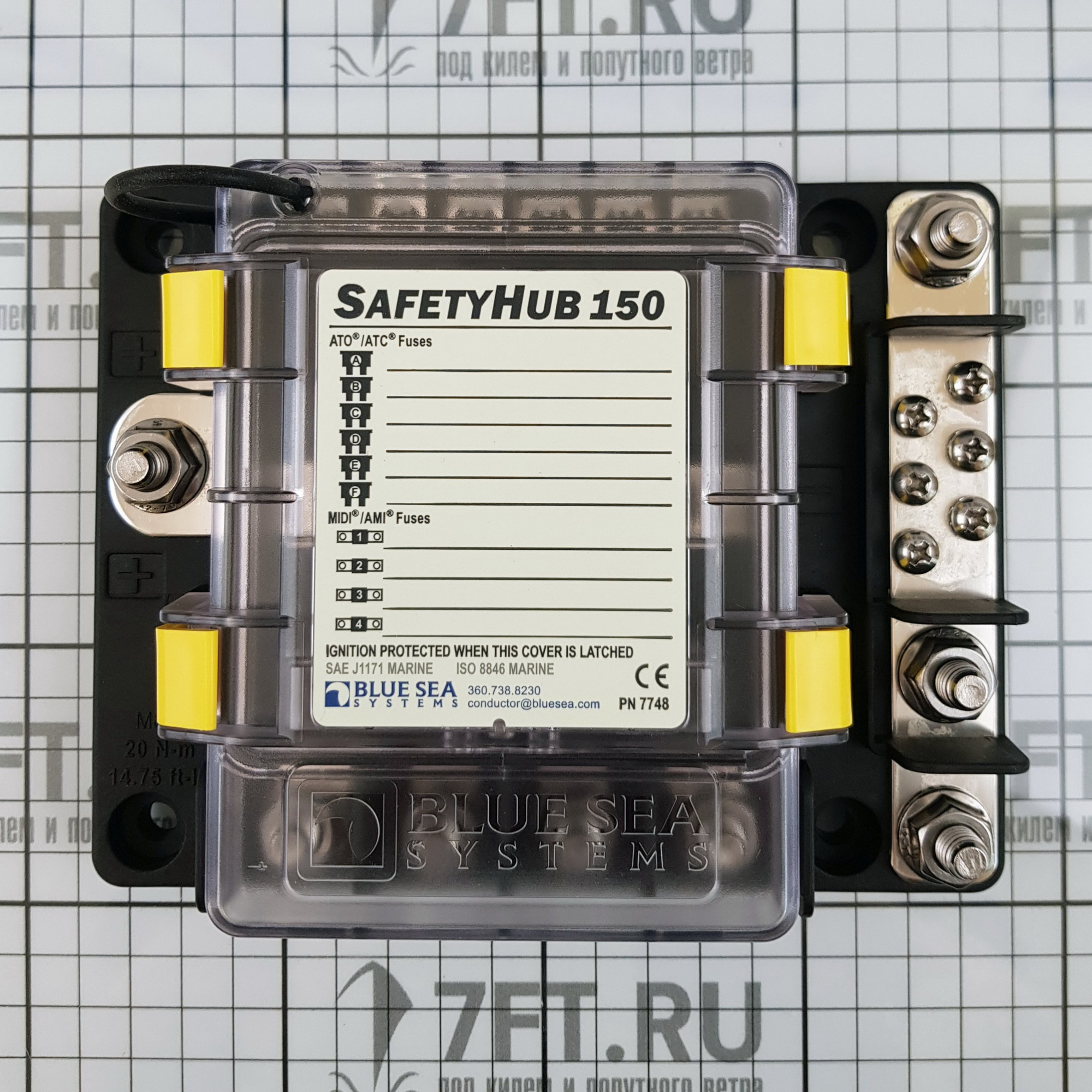 Купить Блок предохранителей Blue Sea SafetyHub 150 7748 12-32В 600А IP66 10 цепей с защитой от возгорания 7ft.ru в интернет магазине Семь Футов