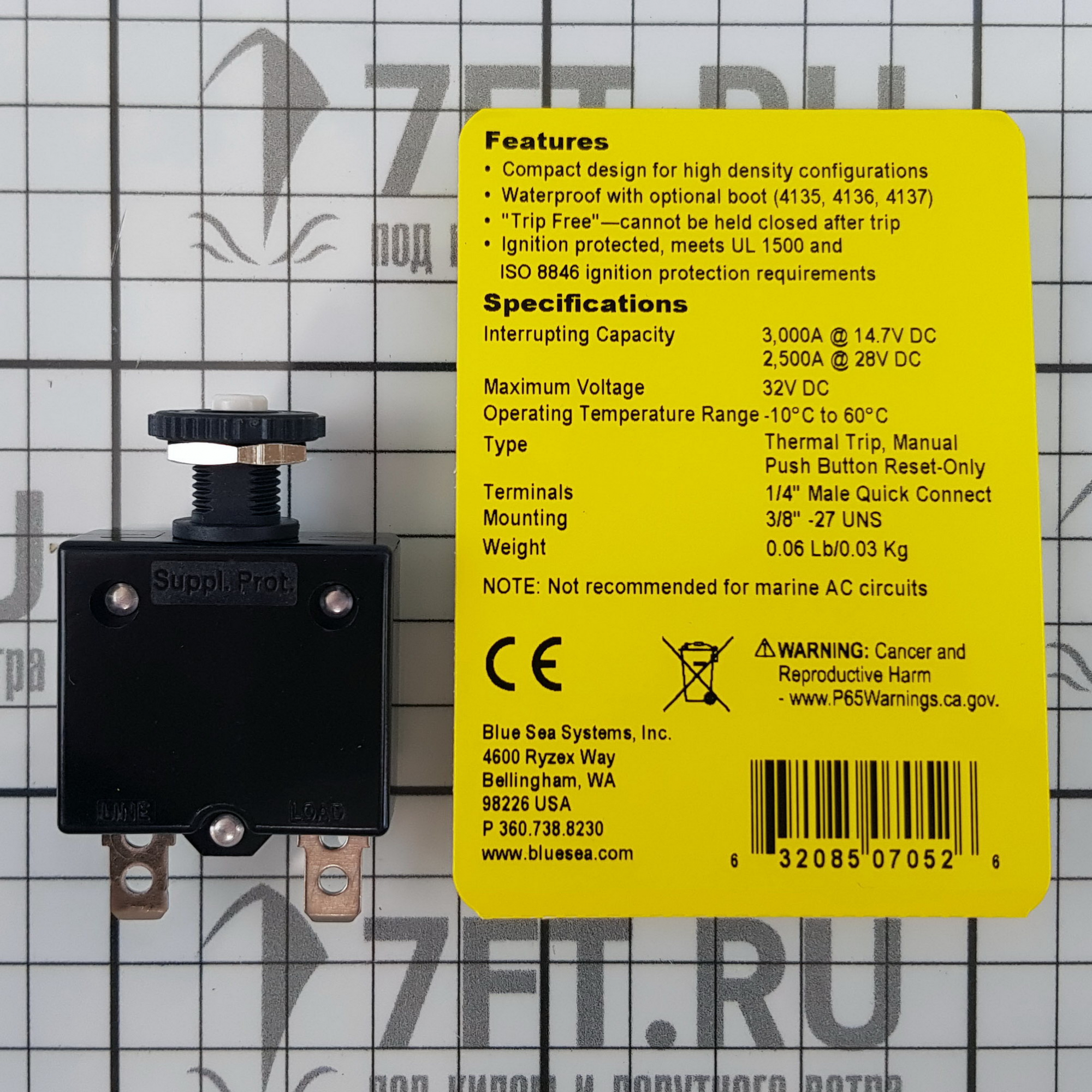 Купить Автоматический выключатель кнопочный неотключаемый Blue Sea CLB 7052 32В 5А быстрого монтаж 7ft.ru в интернет магазине Семь Футов