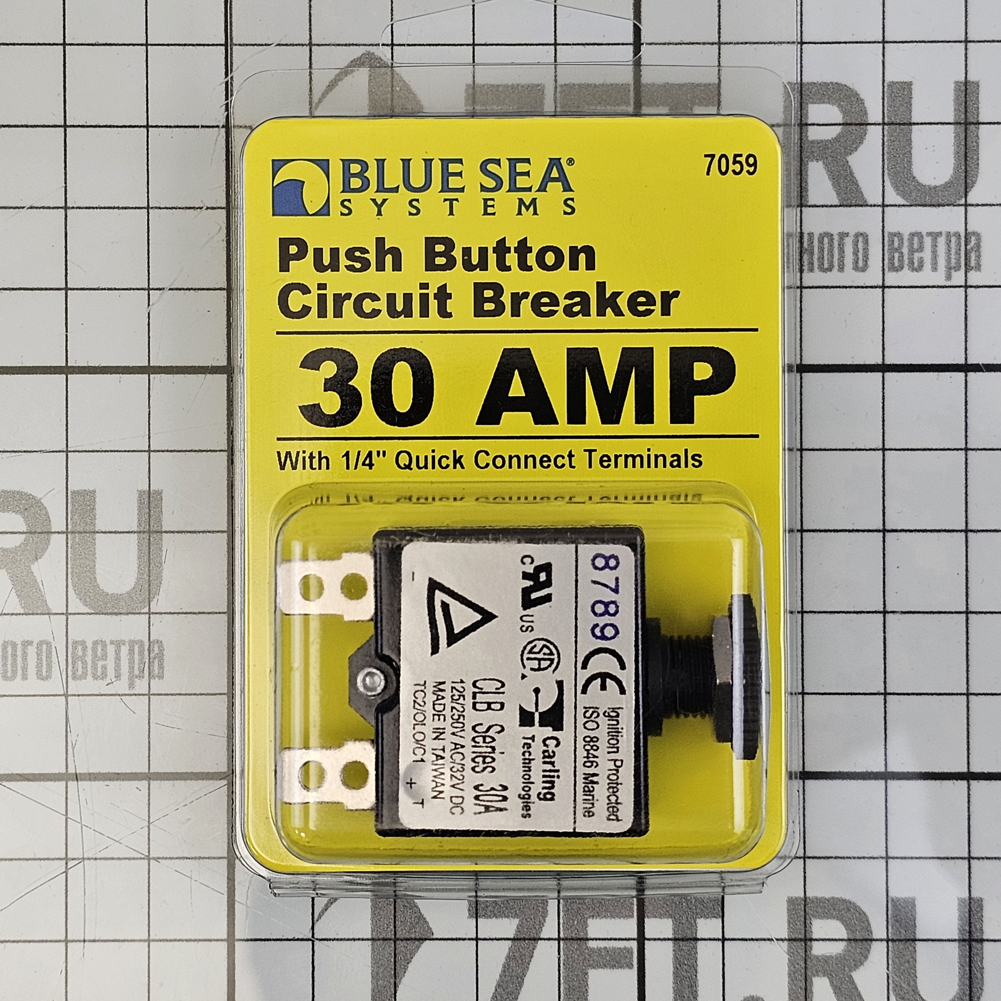 Купить Автоматический выключатель кнопочный неотключаемый Blue Sea CLB 7059 32В 30А быстрого монтажа 7ft.ru в интернет магазине Семь Футов