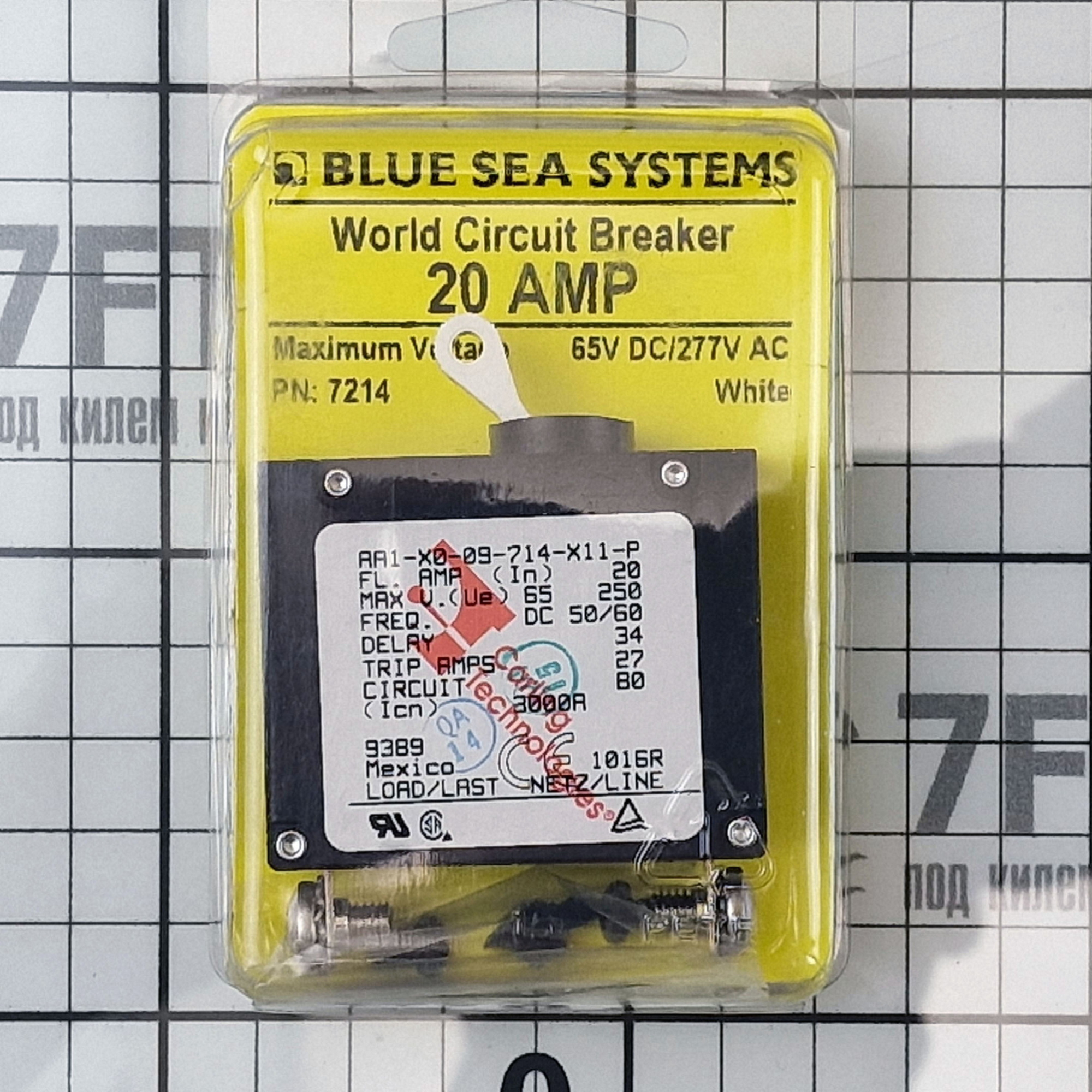Купить Автоматический выключатель однополюсный Blue Sea A-Series 7214 65/240В 20А с белым тумблером 7ft.ru в интернет магазине Семь Футов