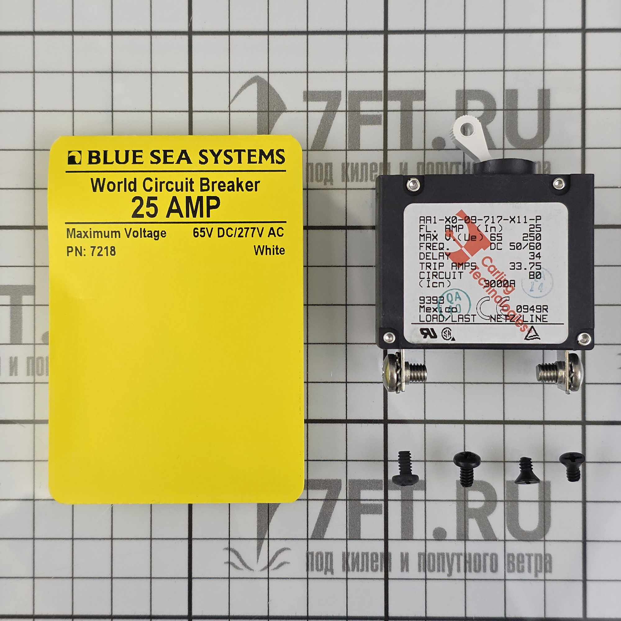 Купить Автоматический выключатель однополюсный Blue Sea A-Series 7218 65/240В 25А с белым тумблером 7ft.ru в интернет магазине Семь Футов