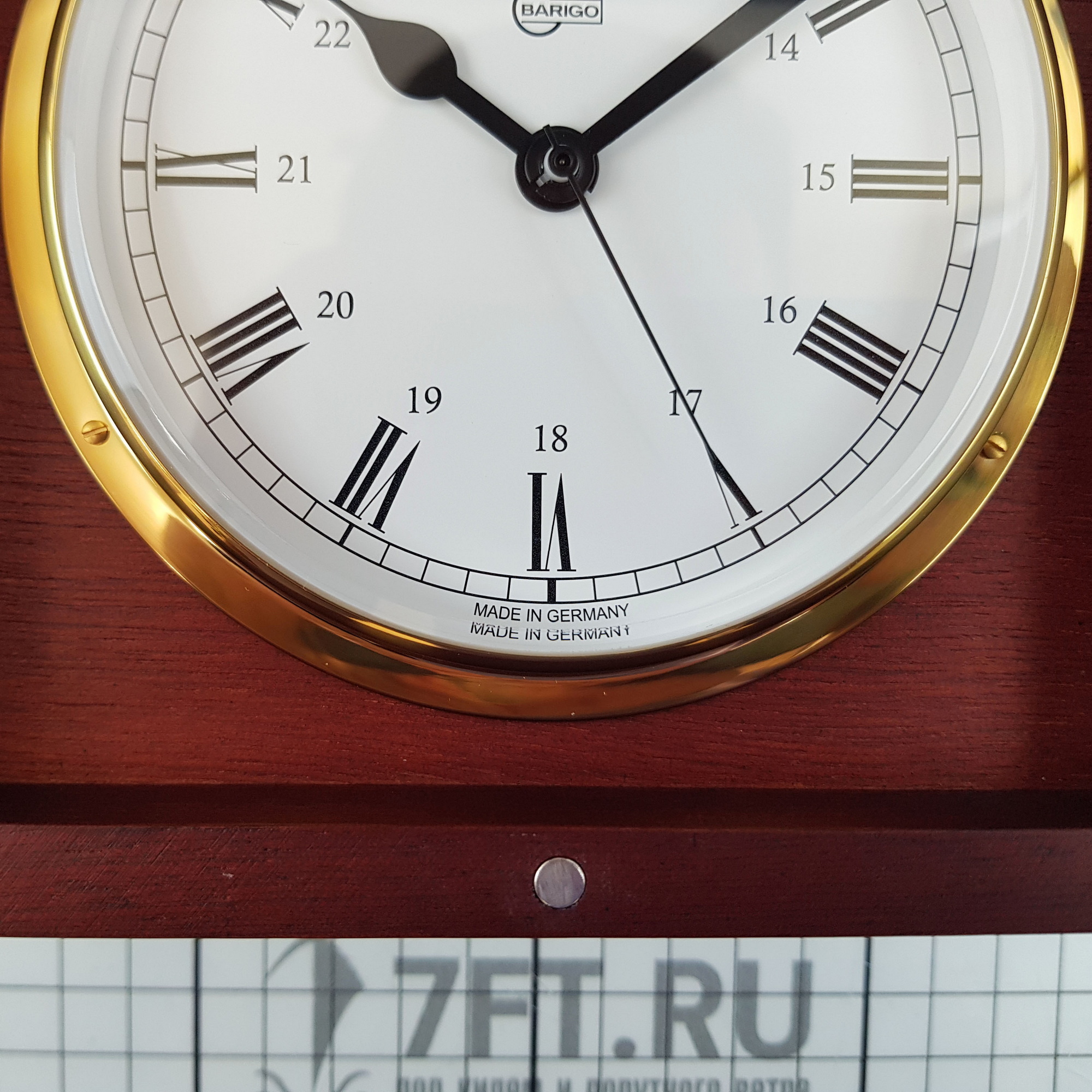 Купить Часы кварцевые Barigo 1220MS 140x140мм Ø100мм из полированной латуни и красного дерева 7ft.ru в интернет магазине Семь Футов