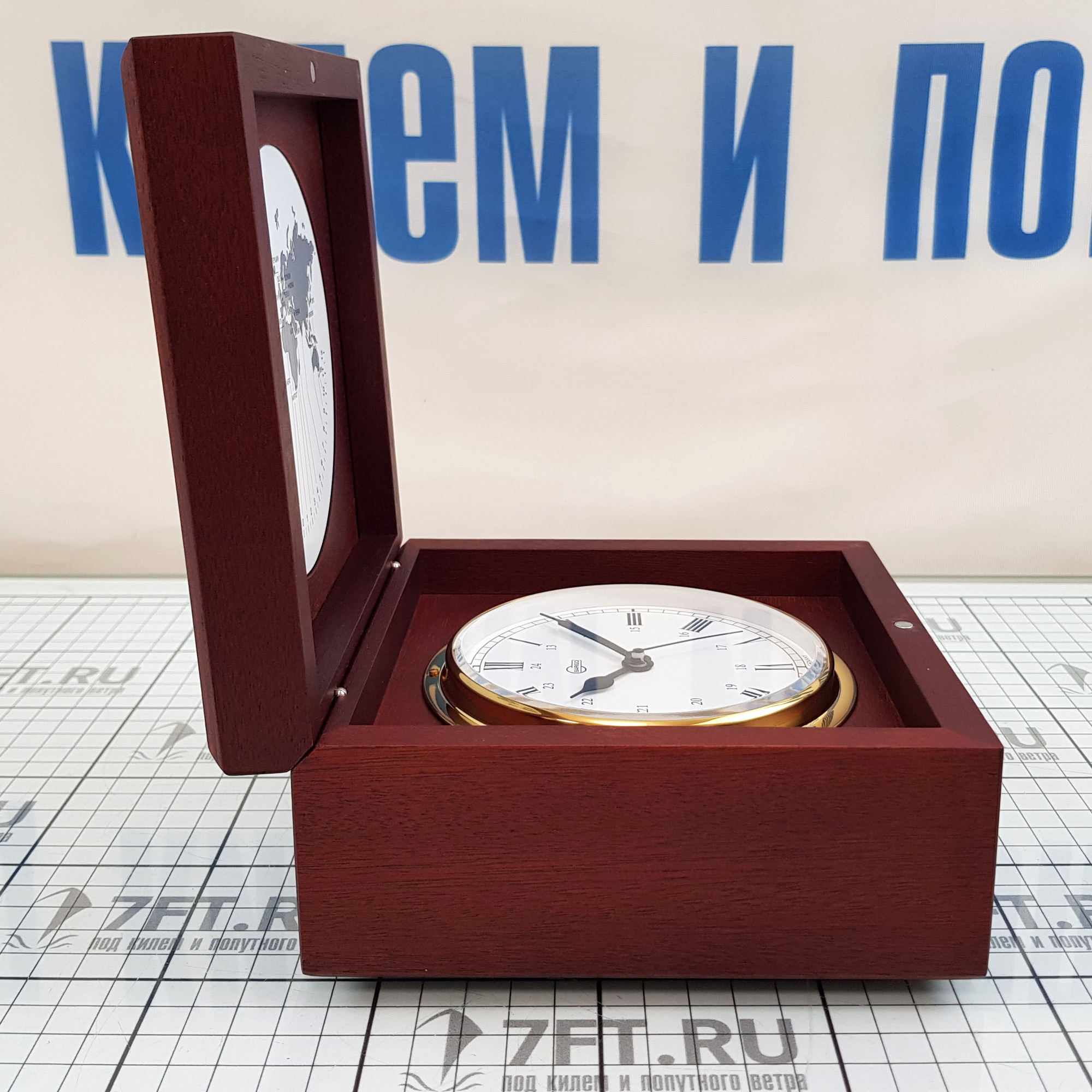 Купить Часы кварцевые Barigo 1220MS 140x140мм Ø100мм из полированной латуни и красного дерева 7ft.ru в интернет магазине Семь Футов
